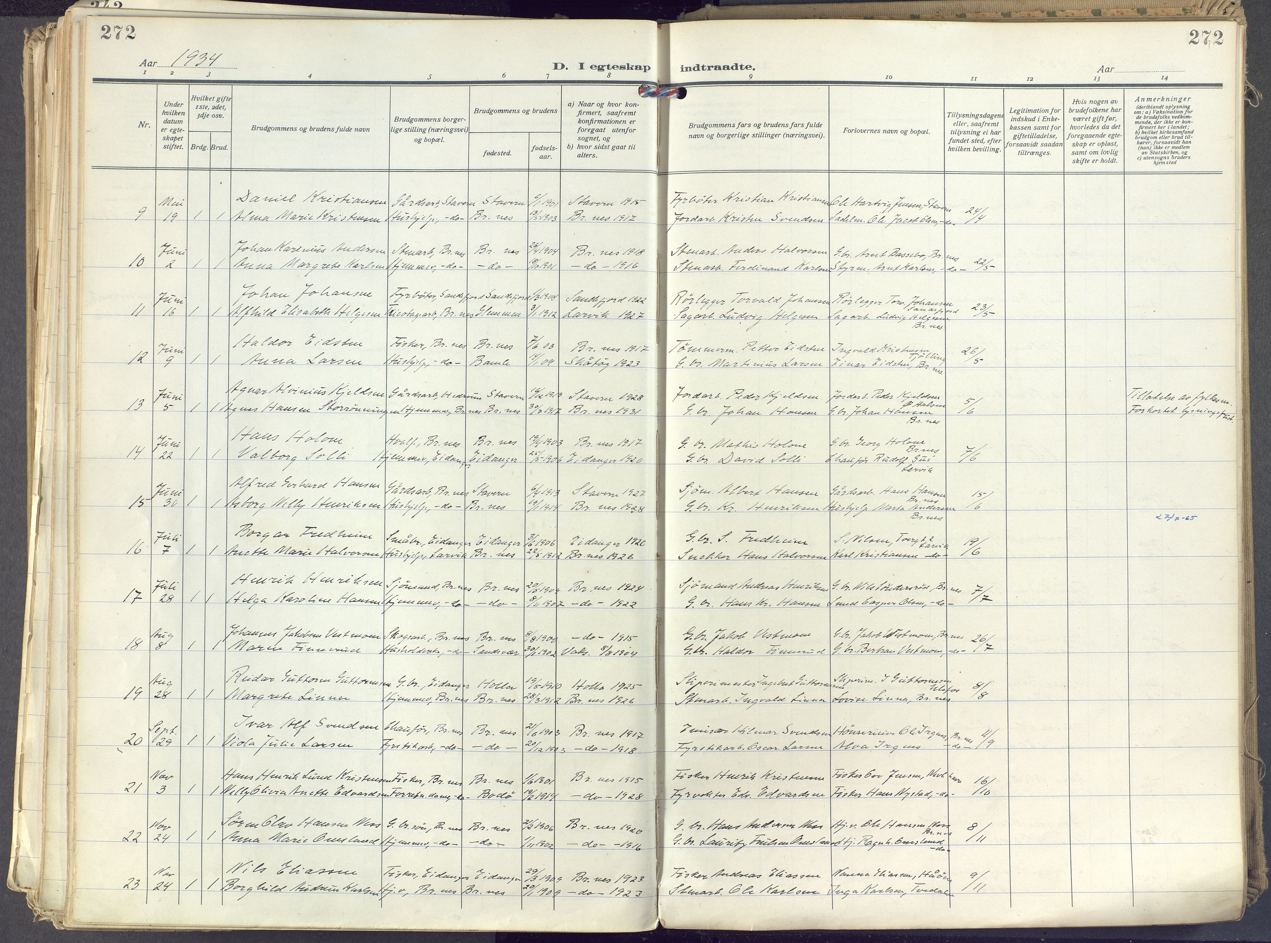 Brunlanes kirkebøker, SAKO/A-342/F/Fc/L0004: Parish register (official) no. III 4, 1923-1943, p. 272