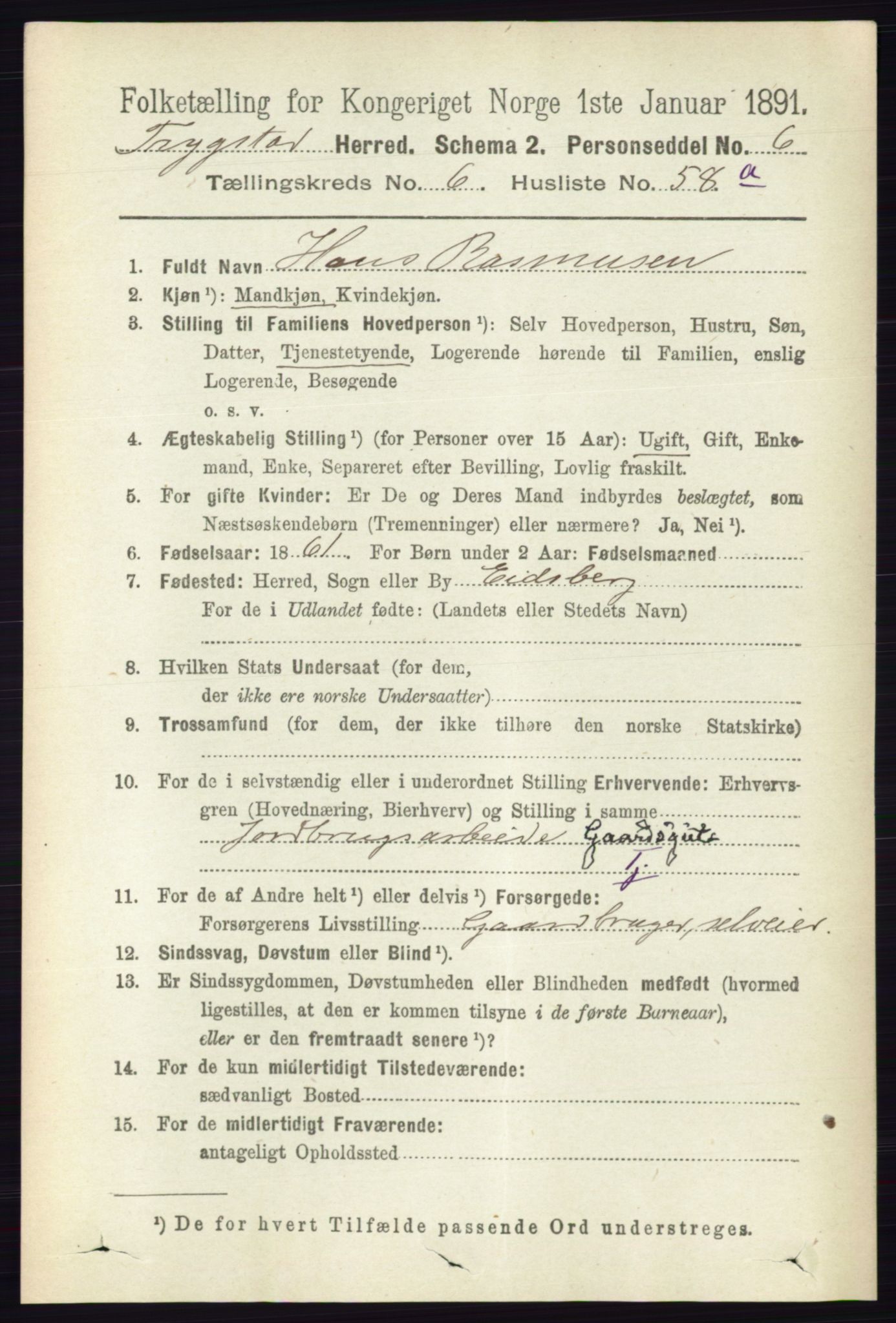 RA, 1891 Census for 0122 Trøgstad, 1891, p. 2830