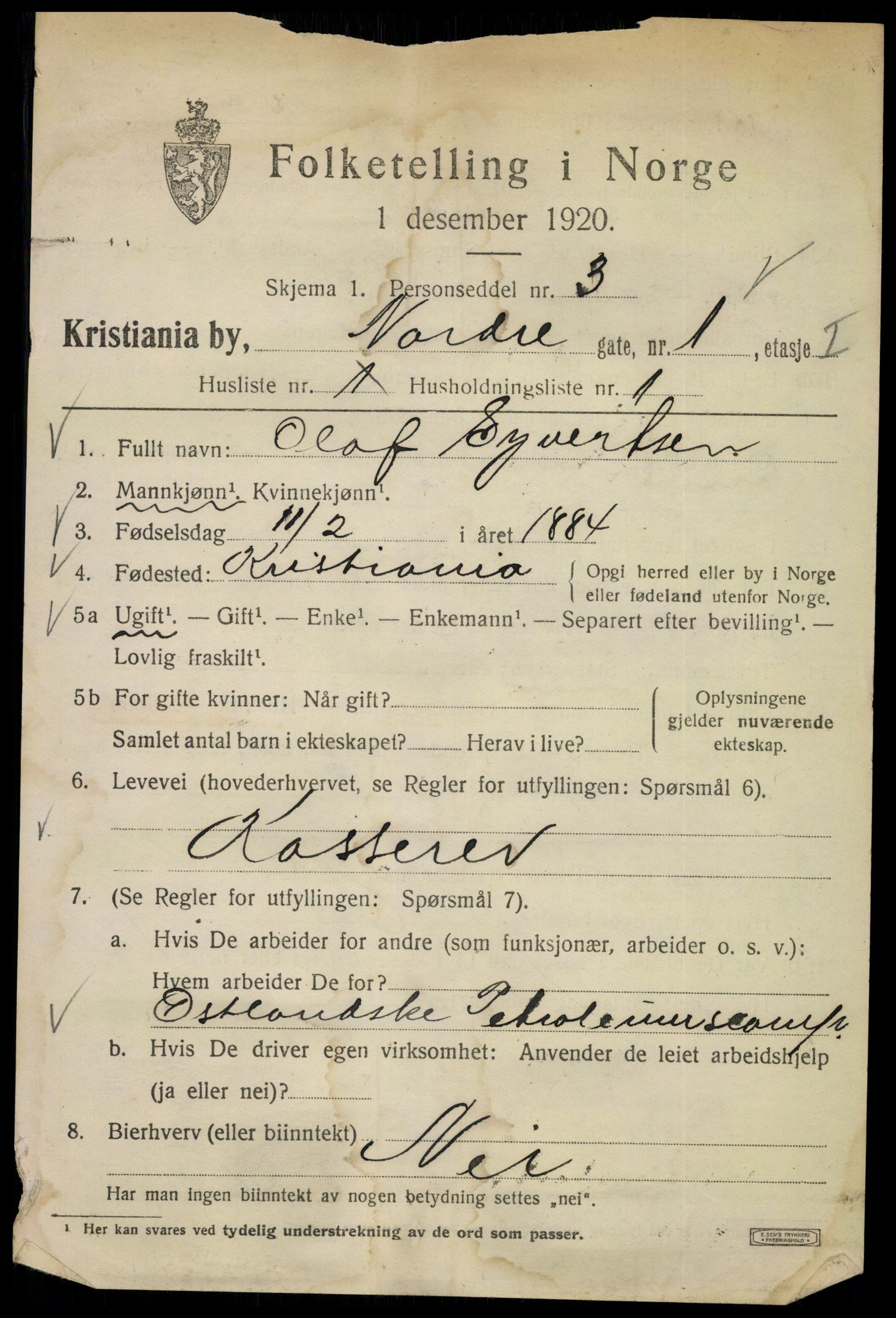 SAO, 1920 census for Kristiania, 1920, p. 424697