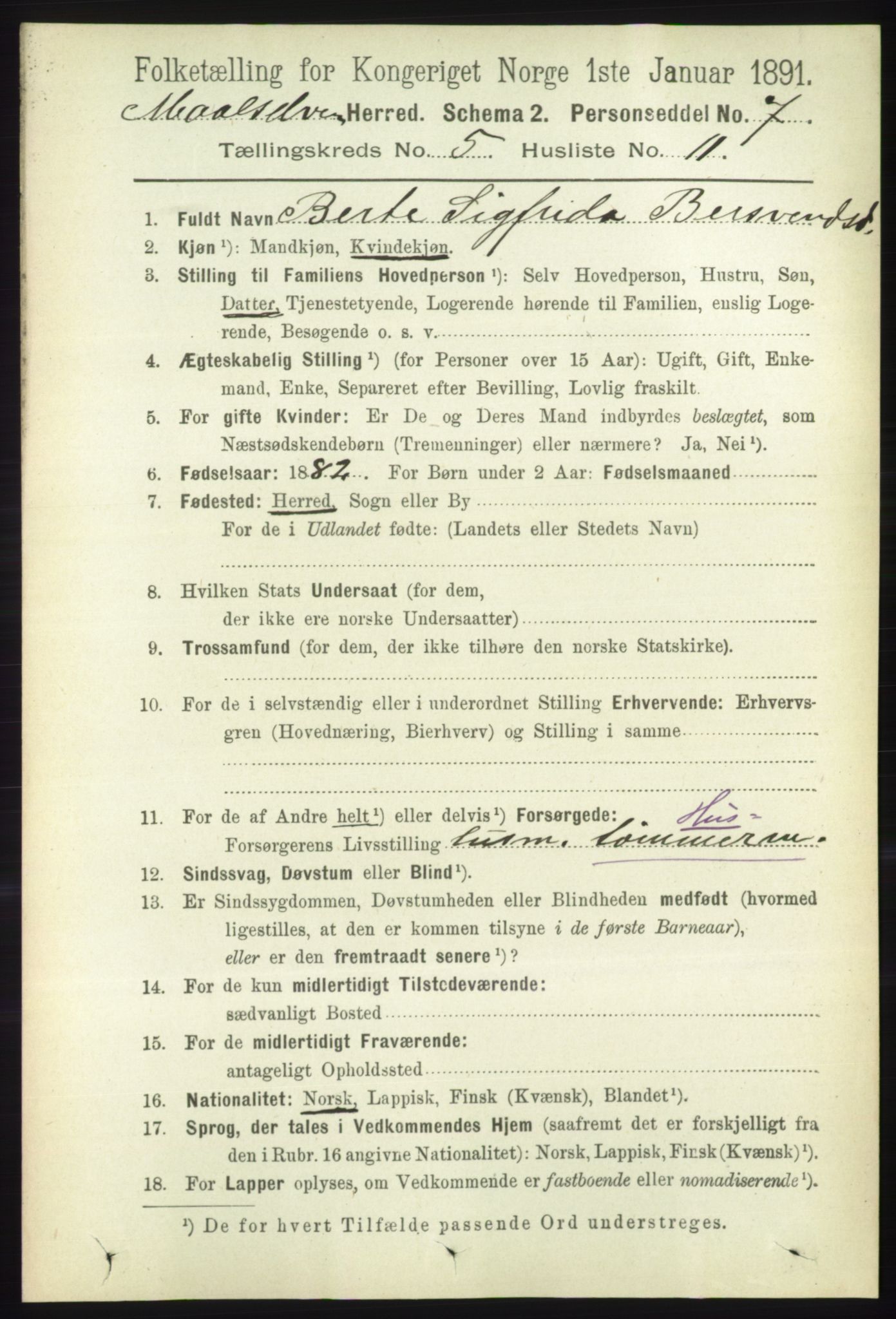 RA, 1891 census for 1924 Målselv, 1891, p. 1702