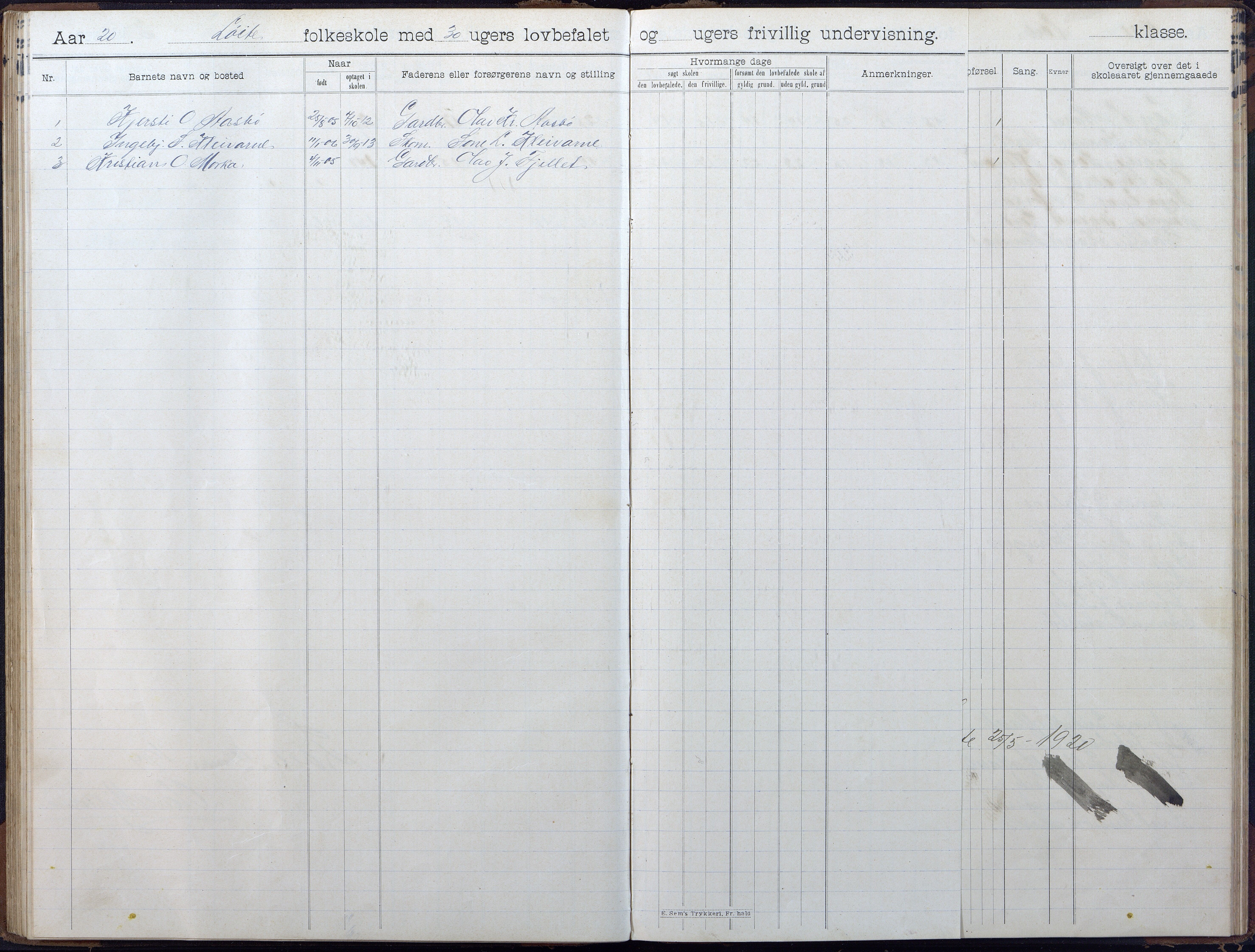 Gjerstad Kommune, Løite Skole, AAKS/KA0911-550c/F02/L0002: Skoleprotokoll, 1903-1921