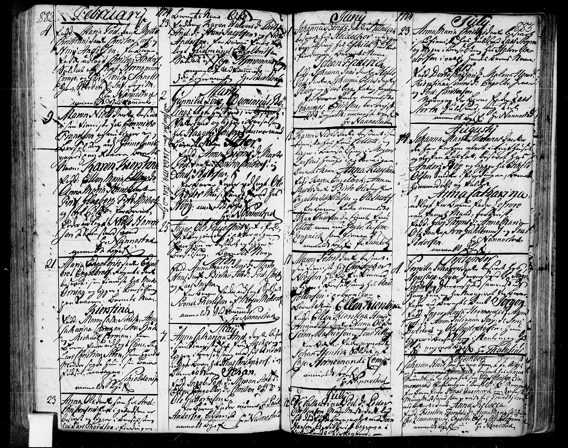 Oslo domkirke Kirkebøker, SAO/A-10752/F/Fa/L0004: Parish register (official) no. 4, 1743-1786, p. 882-883