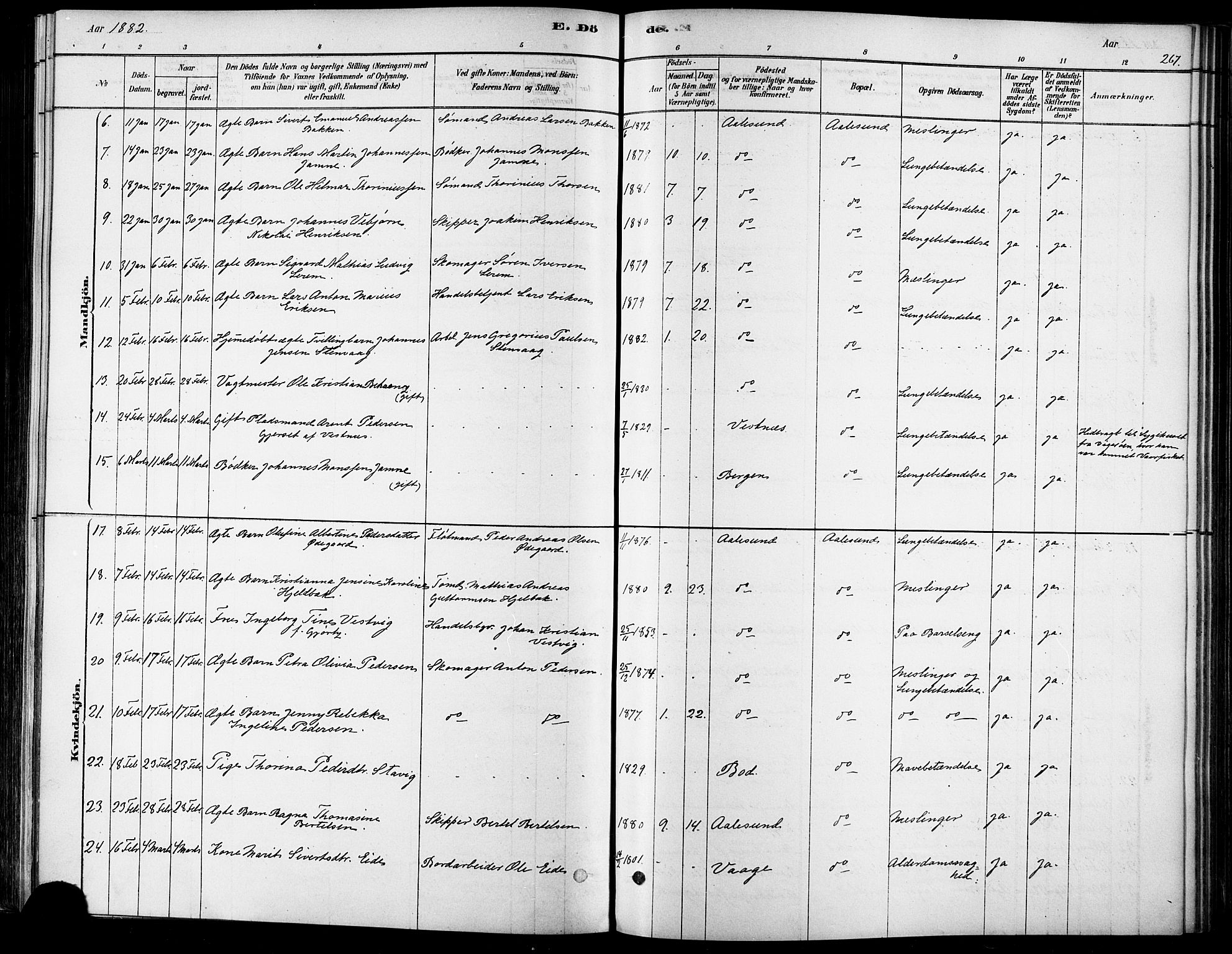 Ministerialprotokoller, klokkerbøker og fødselsregistre - Møre og Romsdal, AV/SAT-A-1454/529/L0454: Parish register (official) no. 529A04, 1878-1885, p. 267