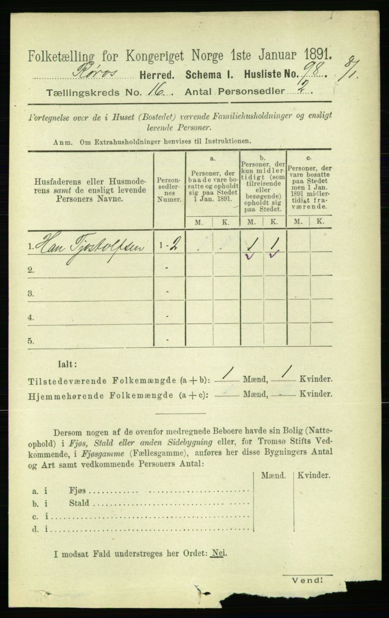 RA, 1891 census for 1640 Røros, 1891, p. 3778