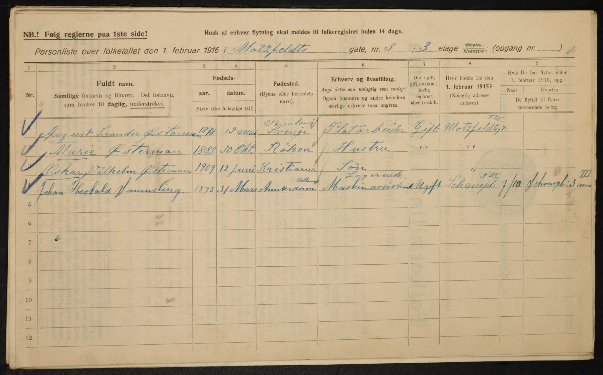 OBA, Municipal Census 1916 for Kristiania, 1916, p. 67579