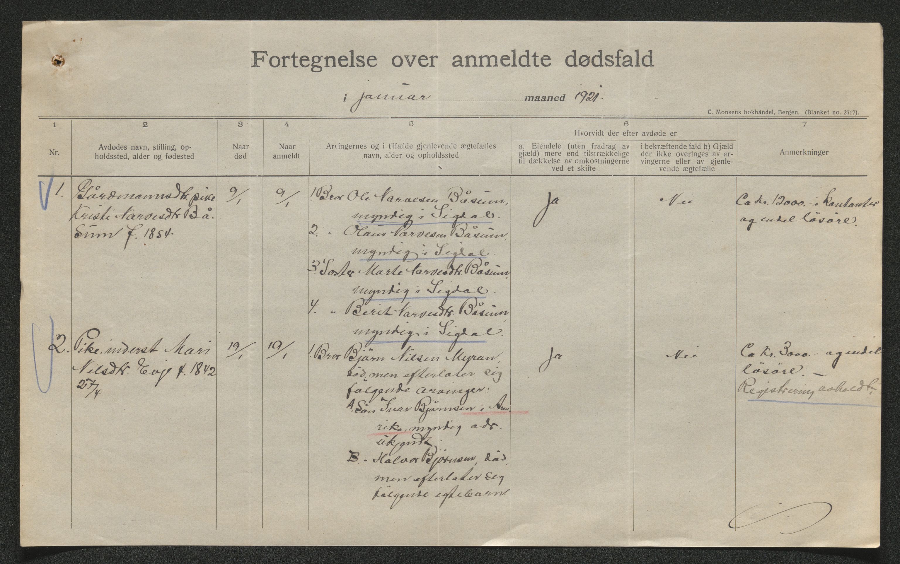 Eiker, Modum og Sigdal sorenskriveri, AV/SAKO-A-123/H/Ha/Hab/L0040: Dødsfallsmeldinger, 1920-1921, p. 1116