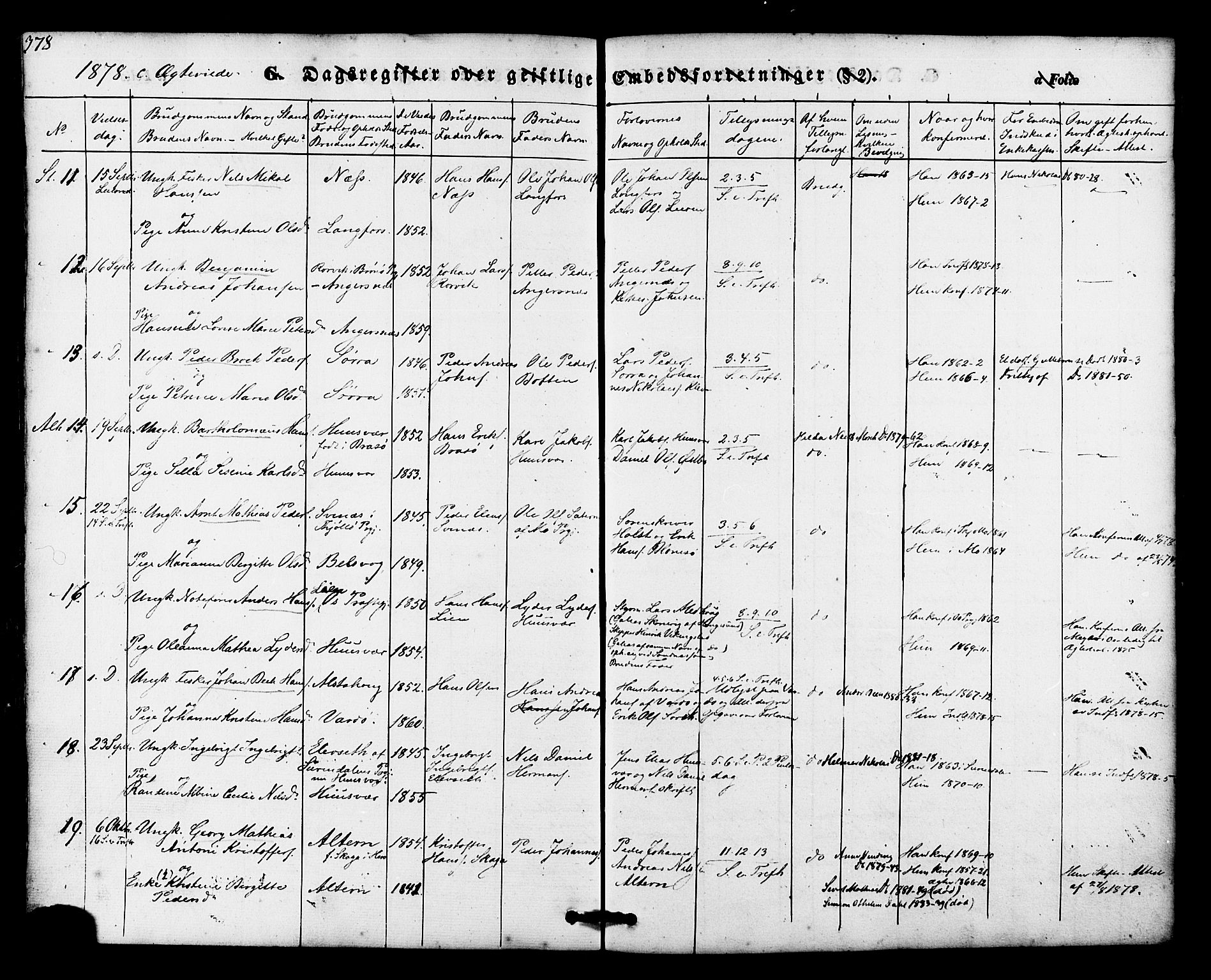 Ministerialprotokoller, klokkerbøker og fødselsregistre - Nordland, AV/SAT-A-1459/830/L0448: Parish register (official) no. 830A12, 1855-1878, p. 378