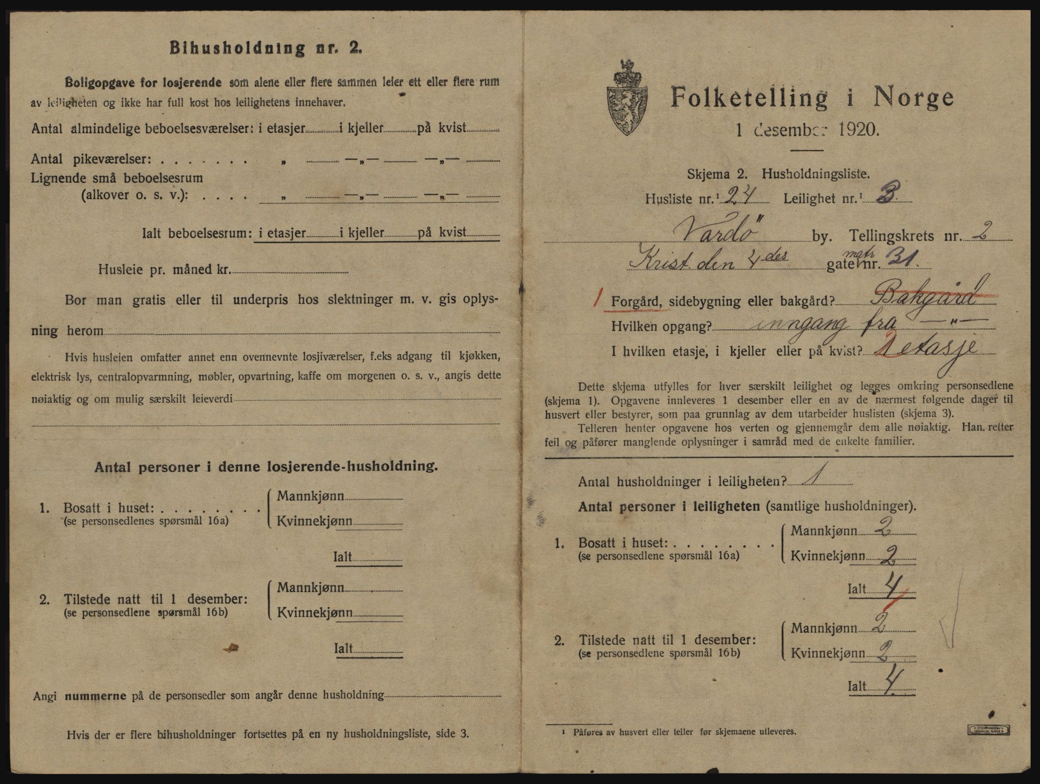 SATØ, 1920 census for Vardø, 1920, p. 1807