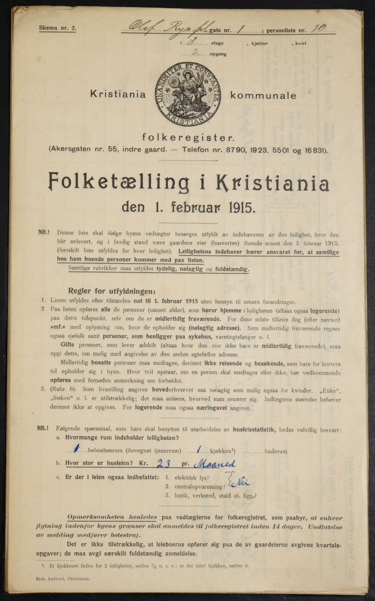 OBA, Municipal Census 1915 for Kristiania, 1915, p. 74462