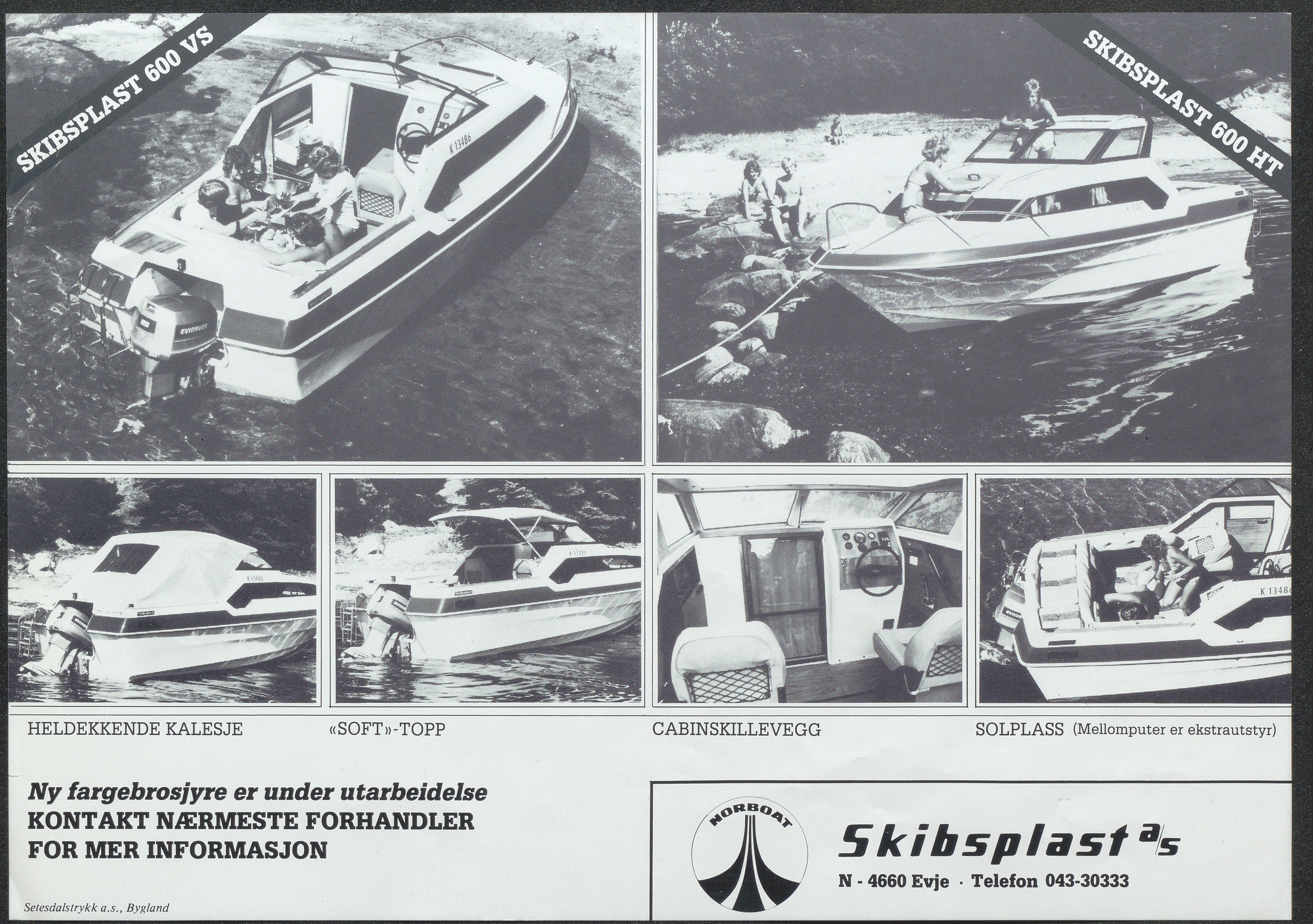 Skibsplast, AAKS/PA-2968/01/X/X01/L0001/0021: Brosjyrer / Skibsplast 600 VS (1984-1992). Skibsplast 600 HT (1985-1992)., 1984-1992