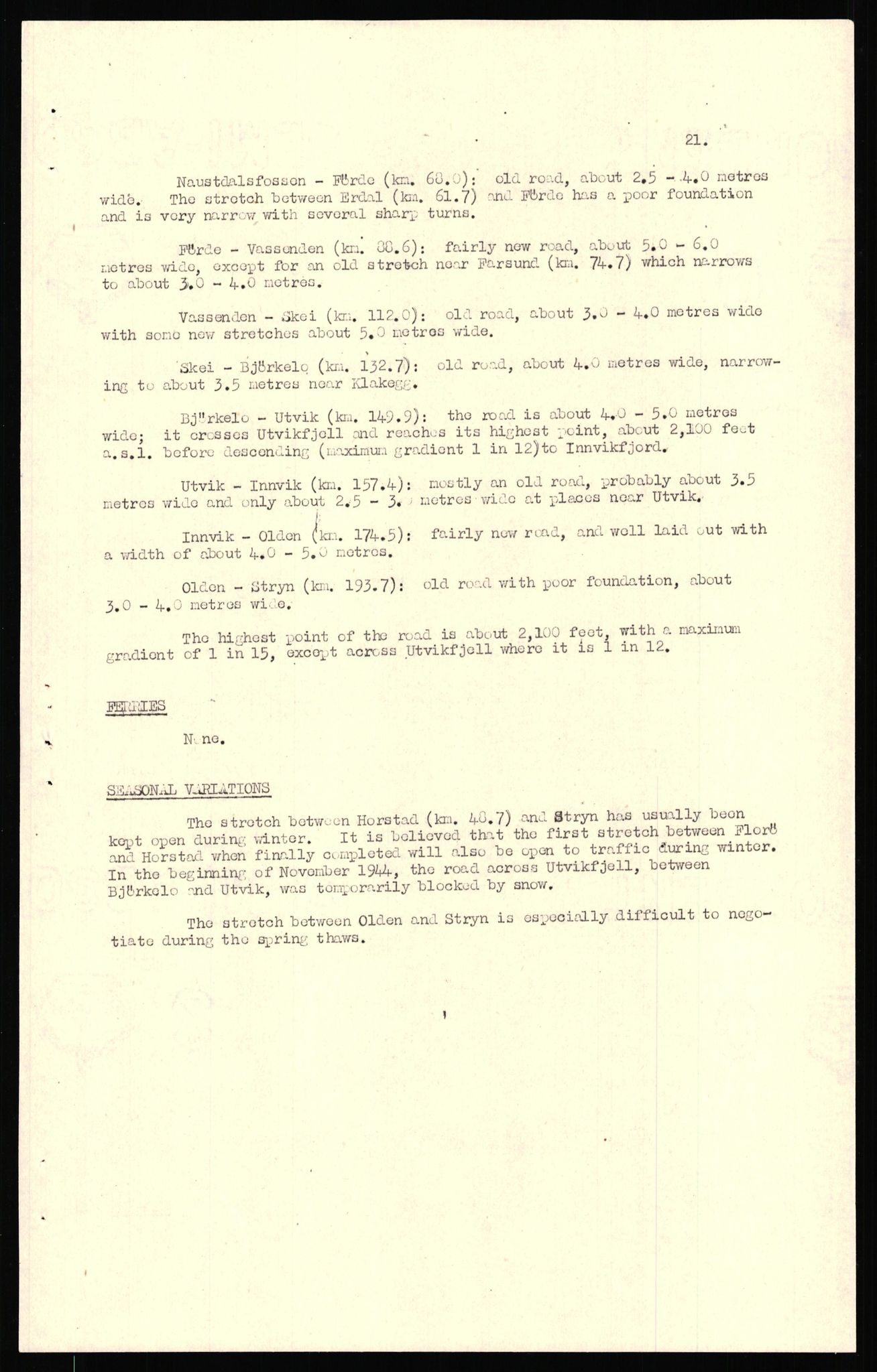 Forsvaret, Forsvarets overkommando II, AV/RA-RAFA-3915/D/Dd/L0018: Sør-Norge, veier, 1943-1945, p. 505