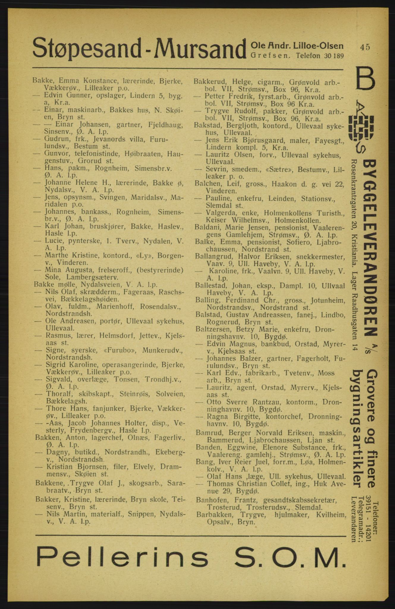 Aker adressebok/adressekalender, PUBL/001/A/002: Akers adressekalender, 1922, p. 45