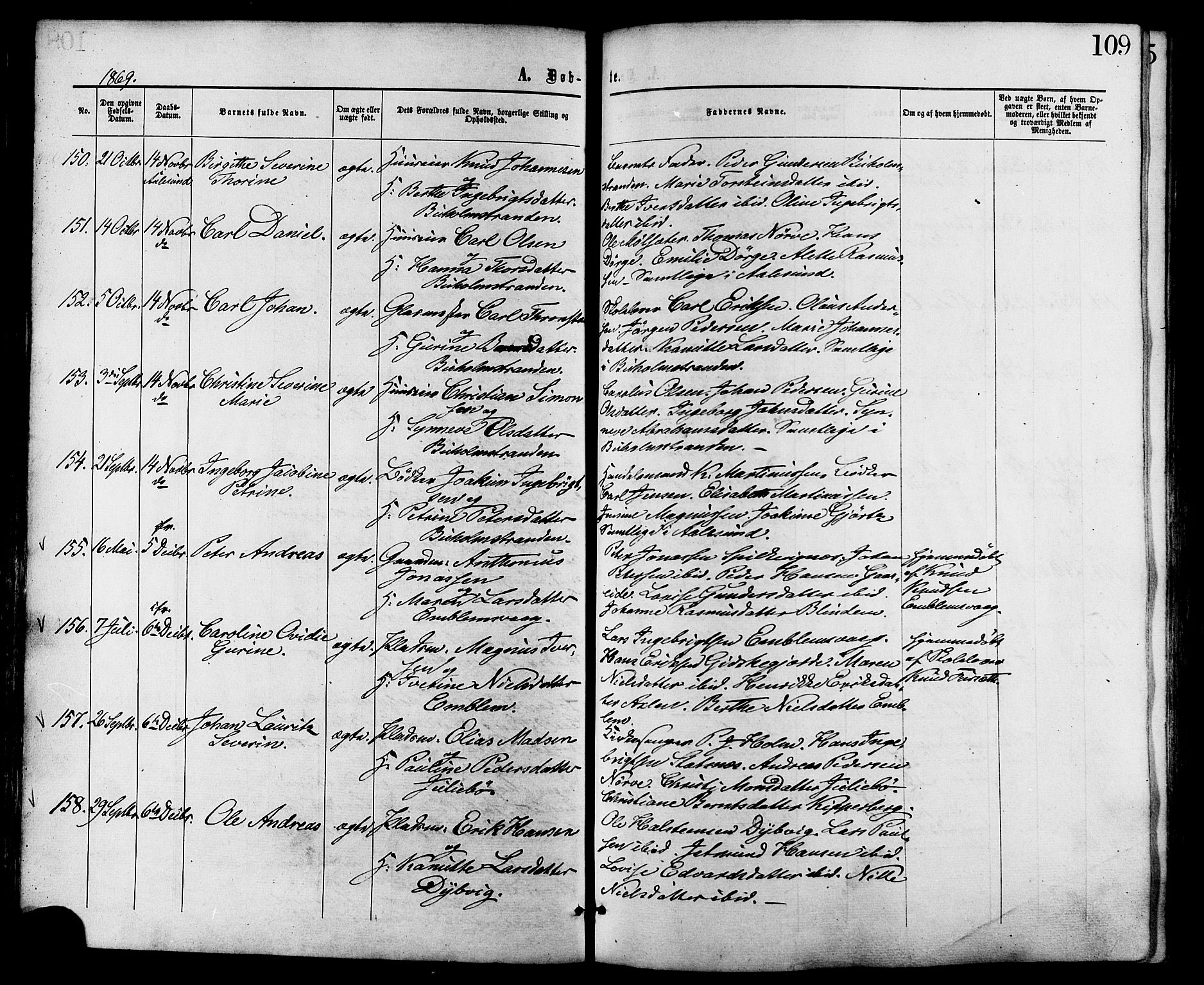 Ministerialprotokoller, klokkerbøker og fødselsregistre - Møre og Romsdal, AV/SAT-A-1454/528/L0399: Parish register (official) no. 528A10, 1864-1879, p. 109
