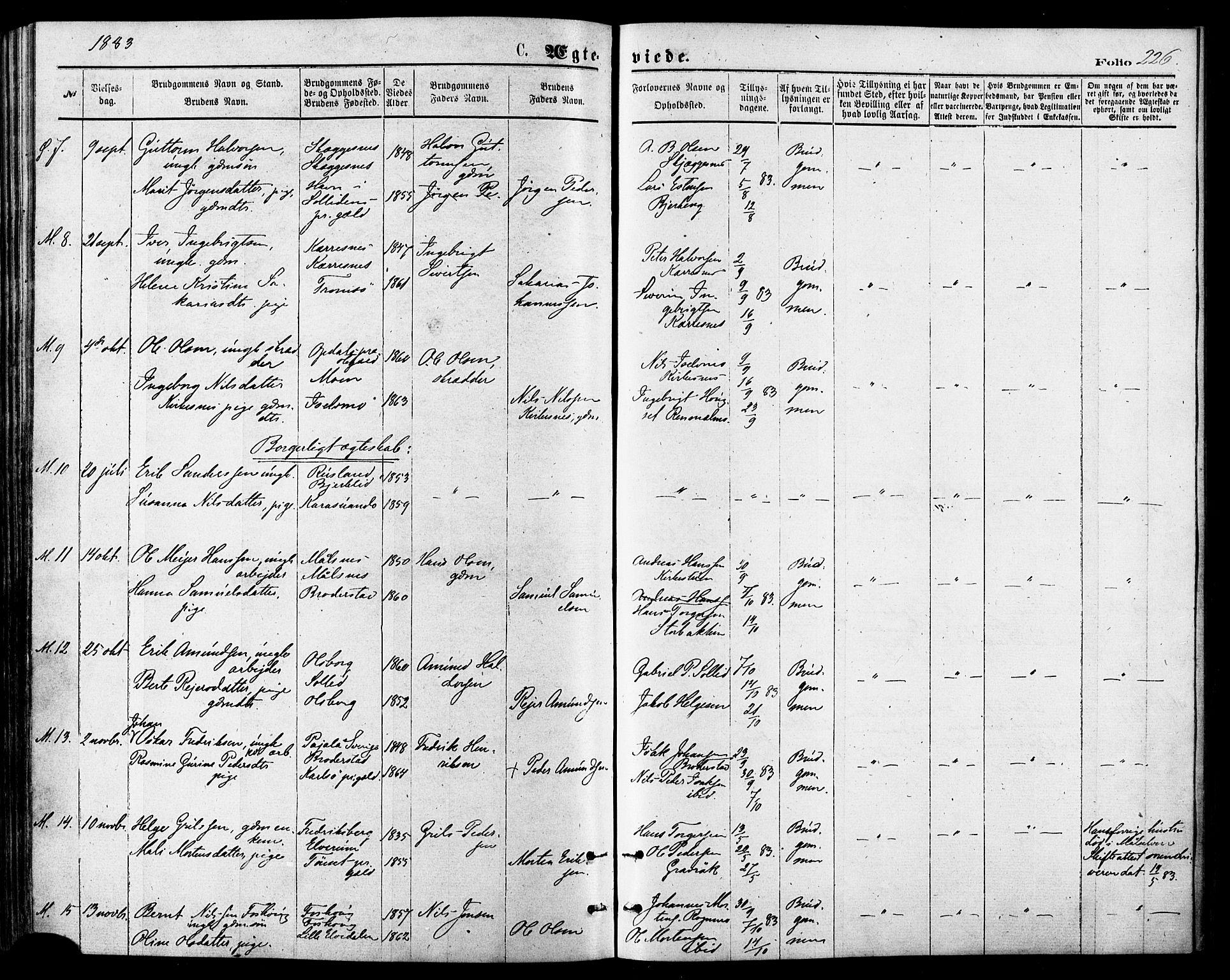 Målselv sokneprestembete, AV/SATØ-S-1311/G/Ga/Gaa/L0005kirke: Parish register (official) no. 5, 1872-1884, p. 226