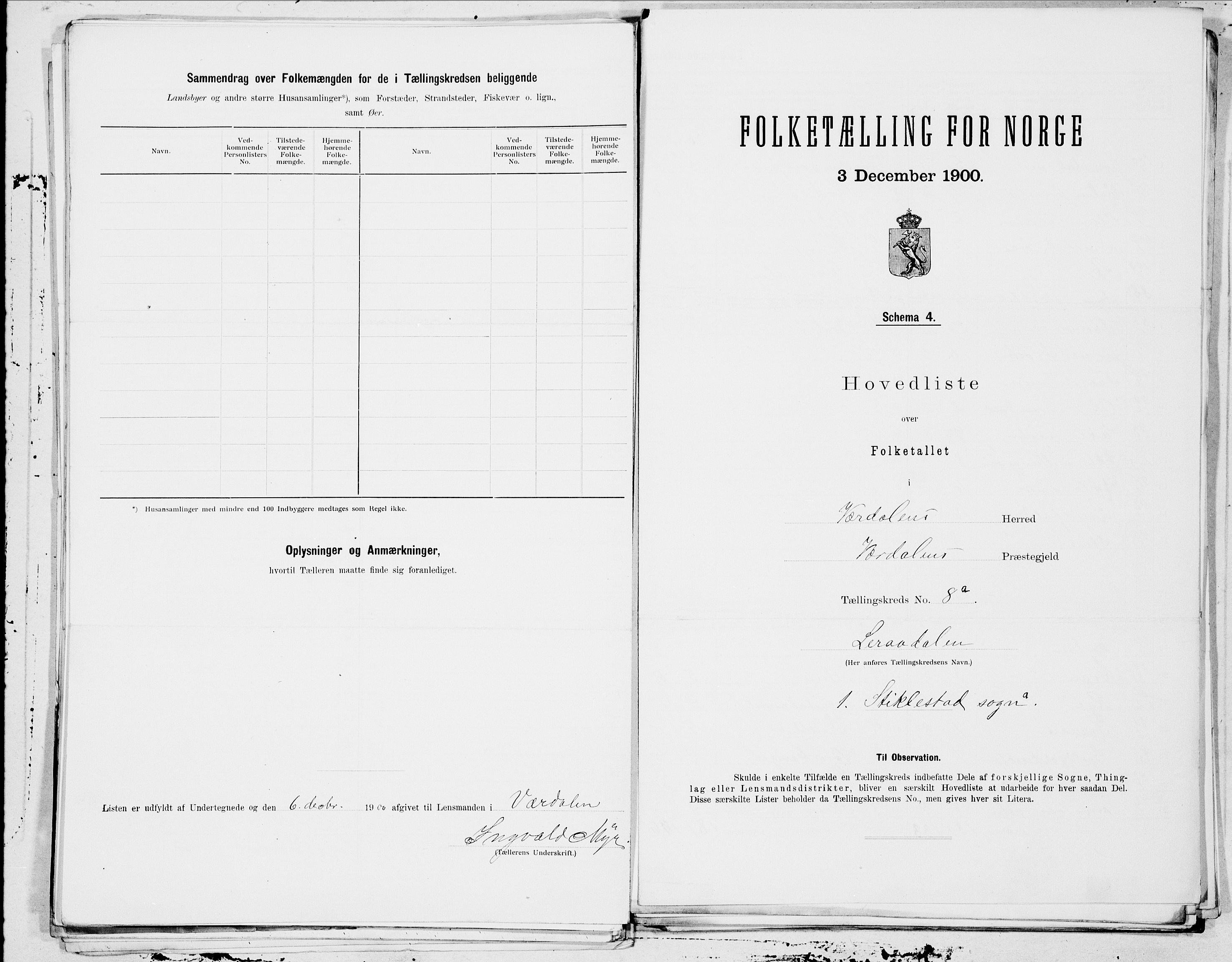 SAT, 1900 census for Verdal, 1900, p. 18