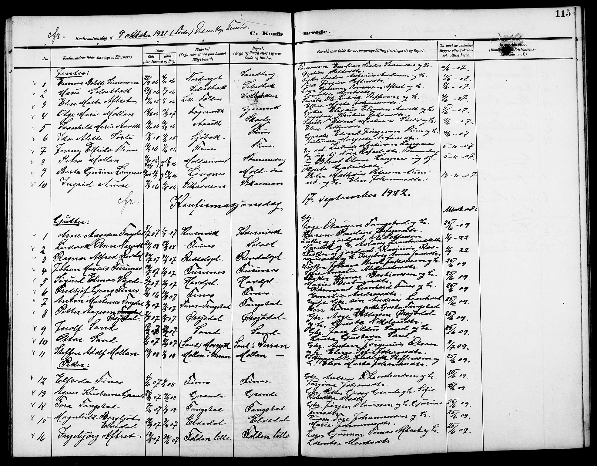 Ministerialprotokoller, klokkerbøker og fødselsregistre - Nord-Trøndelag, SAT/A-1458/744/L0424: Parish register (copy) no. 744C03, 1906-1923, p. 115