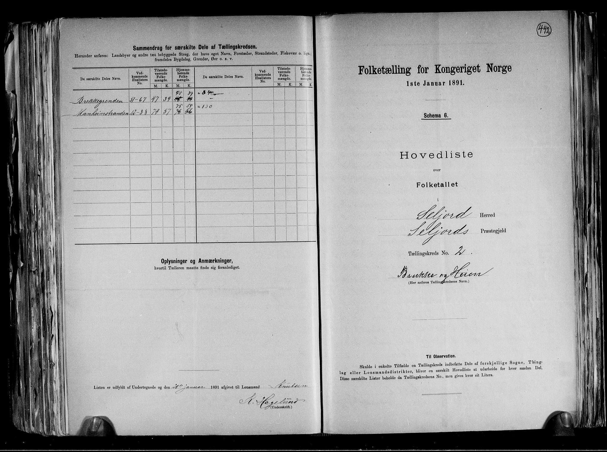 RA, 1891 census for 0828 Seljord, 1891, p. 6