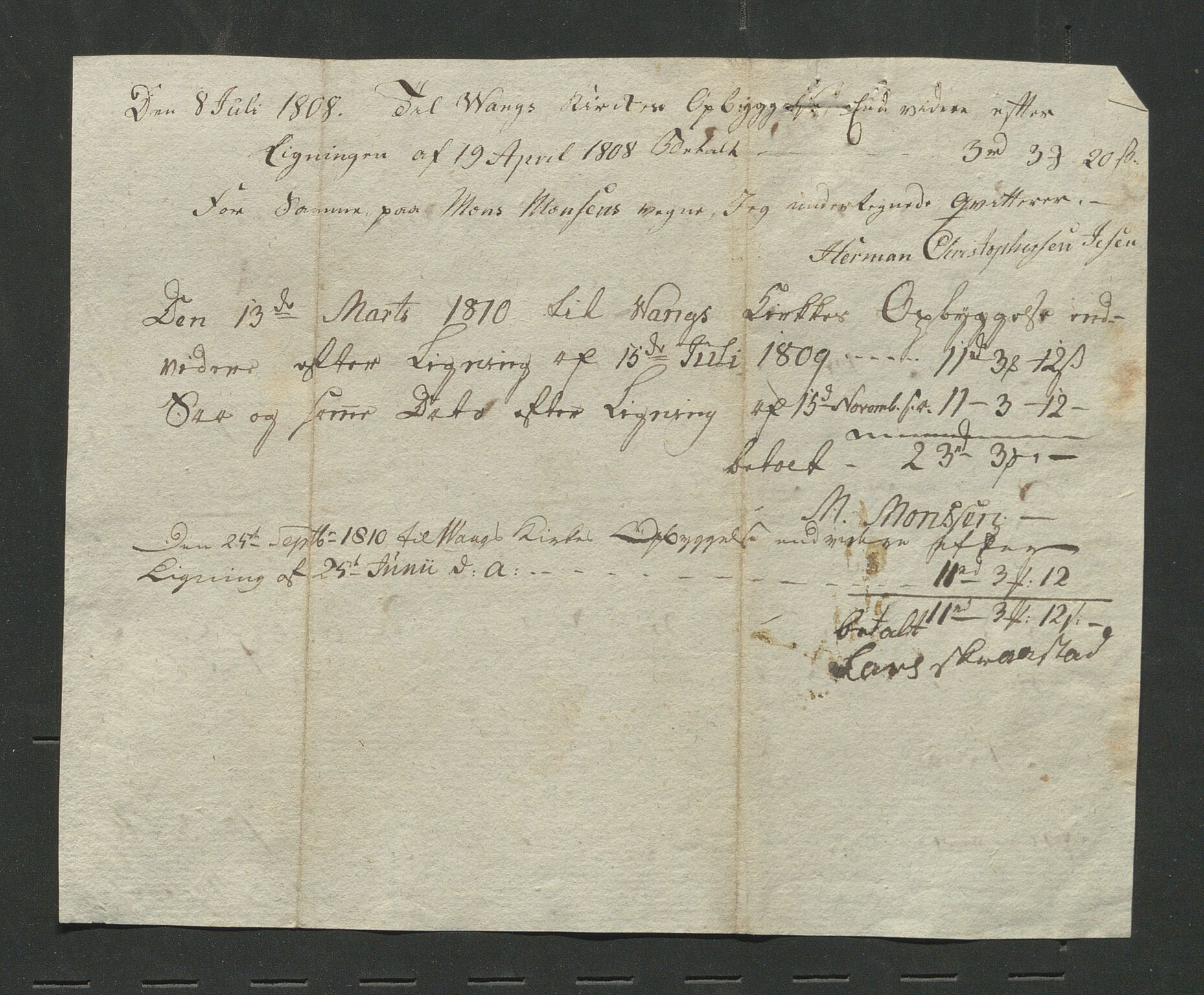 Åker i Vang, Hedmark, og familien Todderud, AV/SAH-ARK-010/E/Ec/L0001: Korrespondanse ordnet etter emne, 1772-1907, p. 204