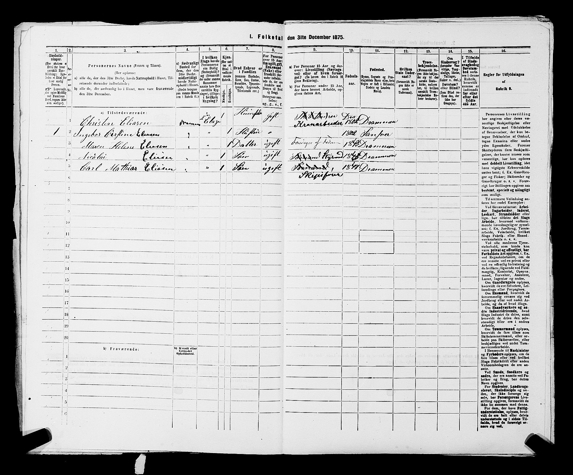 SAKO, 1875 census for 0602 Drammen, 1875, p. 3378