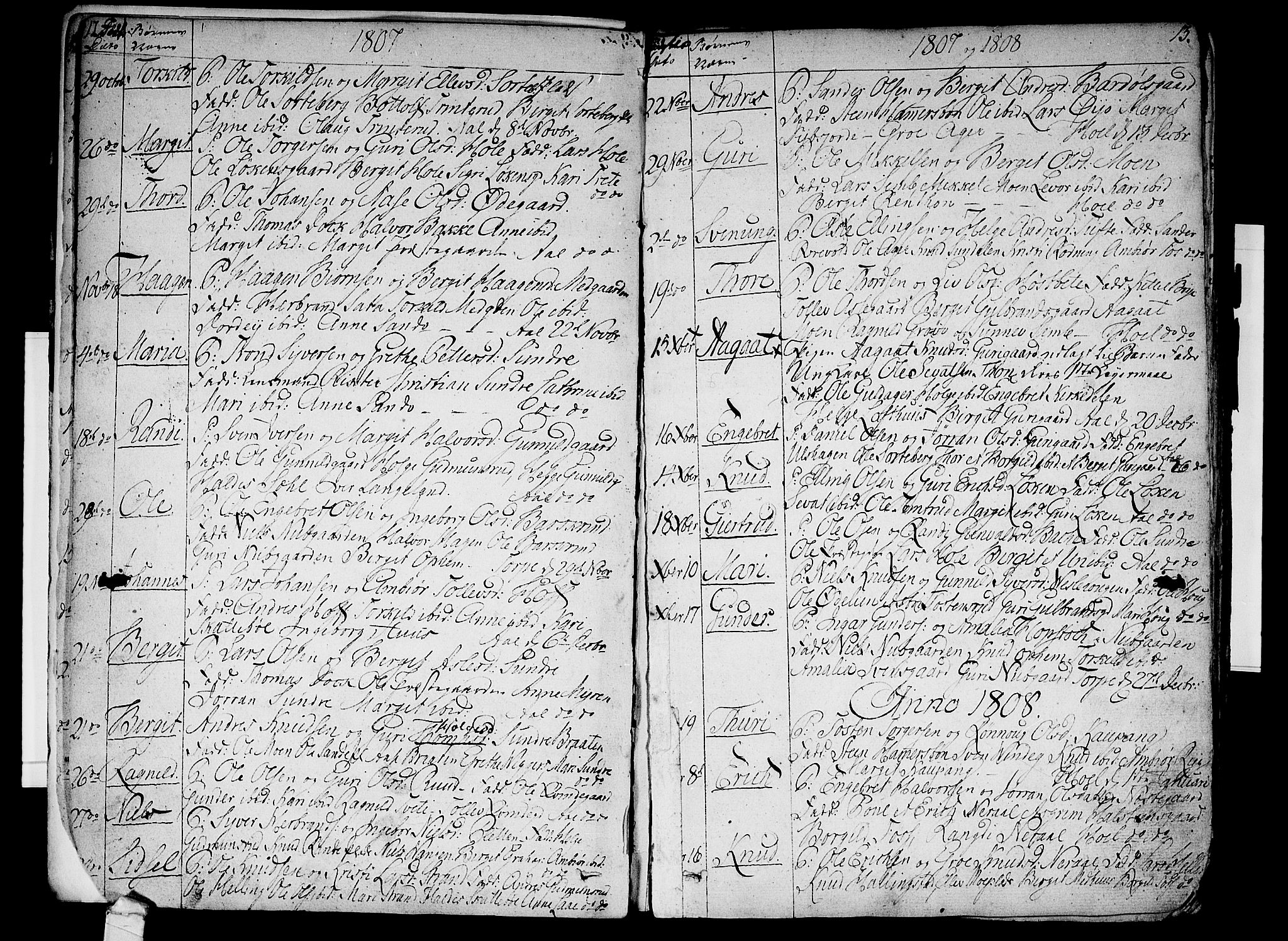 Ål kirkebøker, AV/SAKO-A-249/F/Fa/L0003: Parish register (official) no. I 3, 1807-1814, p. 12-13