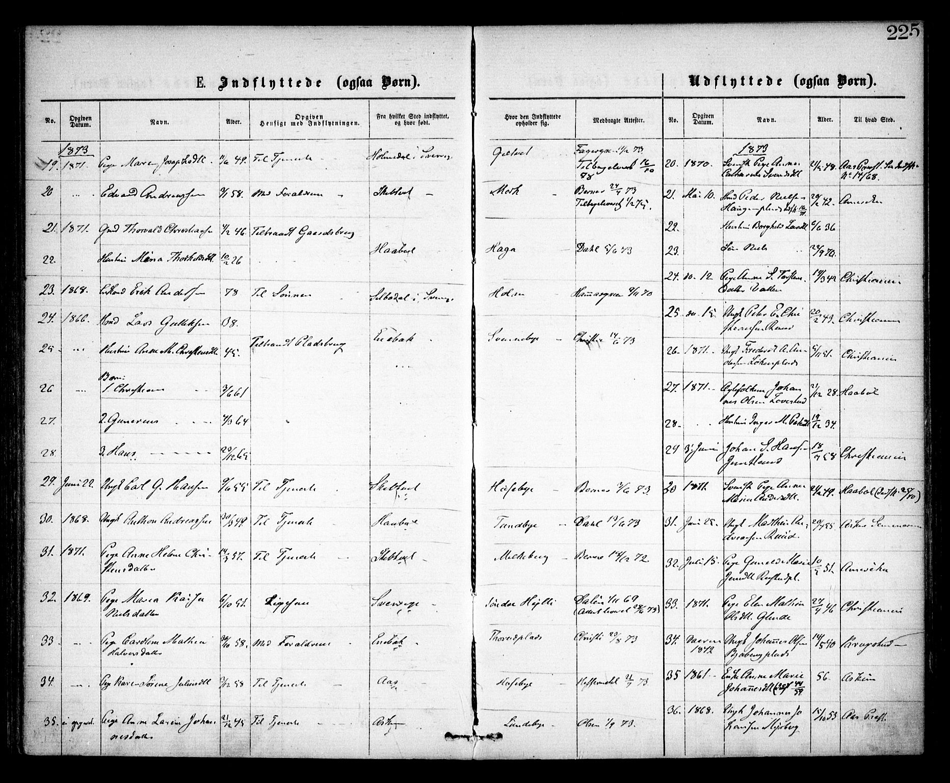 Spydeberg prestekontor Kirkebøker, SAO/A-10924/F/Fa/L0006: Parish register (official) no. I 6, 1863-1874, p. 225