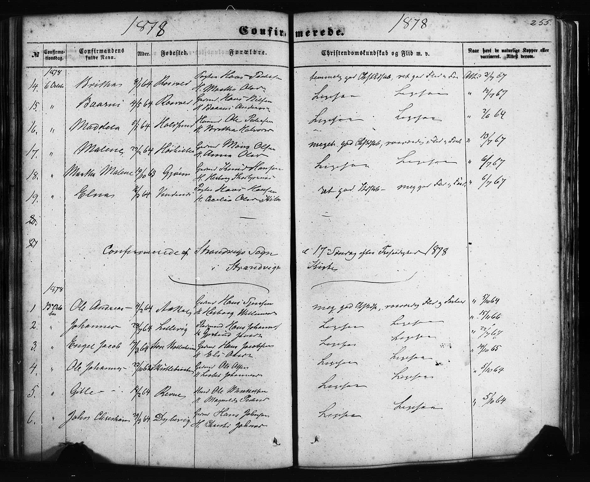 Fusa sokneprestembete, AV/SAB-A-75401/H/Haa: Parish register (official) no. A 1I, 1855-1879, p. 255