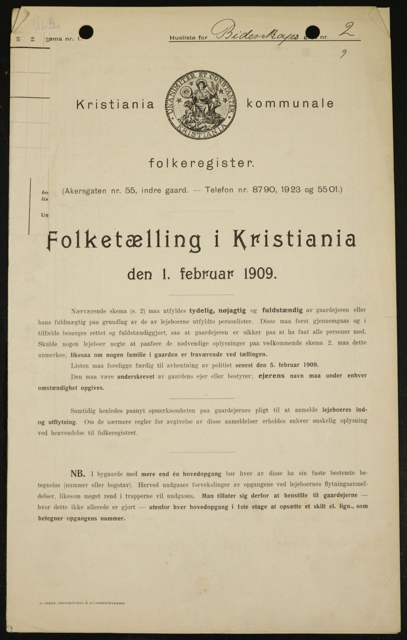 OBA, Municipal Census 1909 for Kristiania, 1909, p. 4371