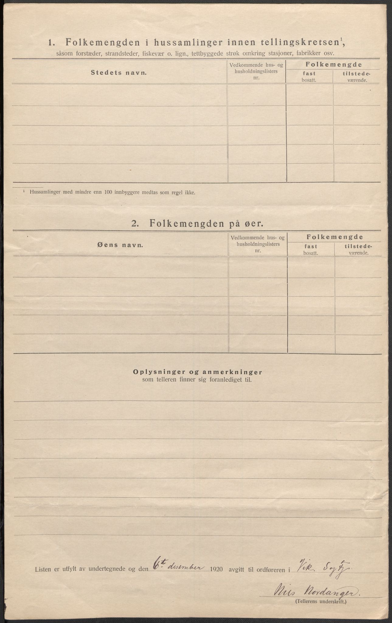 SAB, 1920 census for Vik, 1920, p. 44