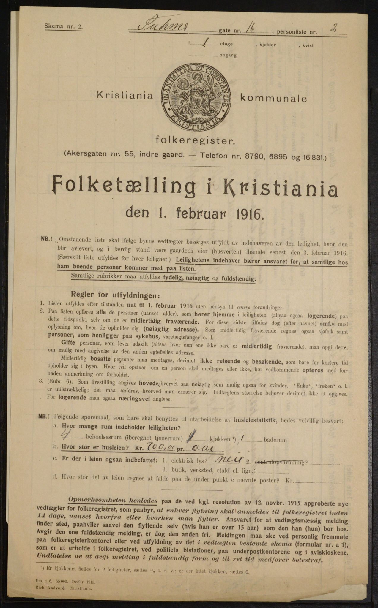 OBA, Municipal Census 1916 for Kristiania, 1916, p. 107610