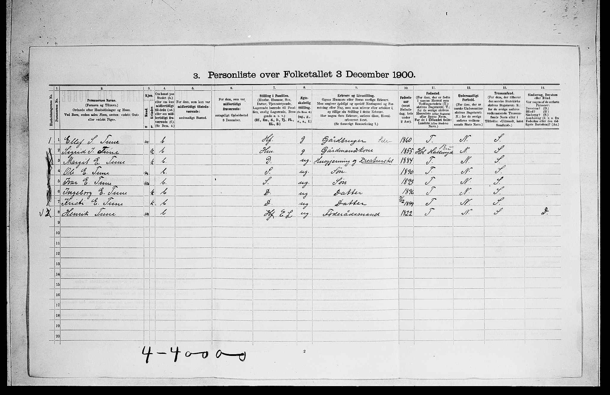 RA, 1900 census for Ål, 1900, p. 103