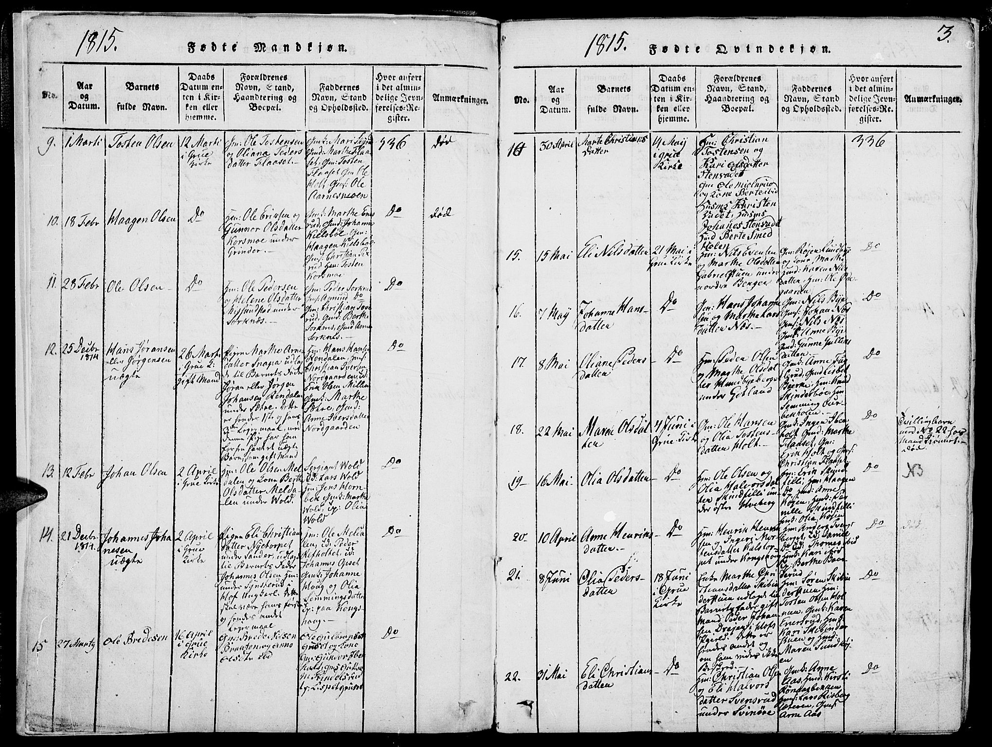 Grue prestekontor, SAH/PREST-036/H/Ha/Hab/L0002: Parish register (copy) no. 2, 1815-1841, p. 3