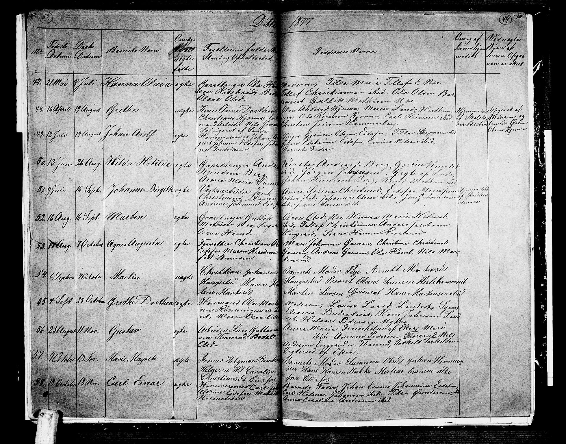 Hof kirkebøker, AV/SAKO-A-64/G/Ga/L0003: Parish register (copy) no. I 3, 1874-1877, p. 48-49