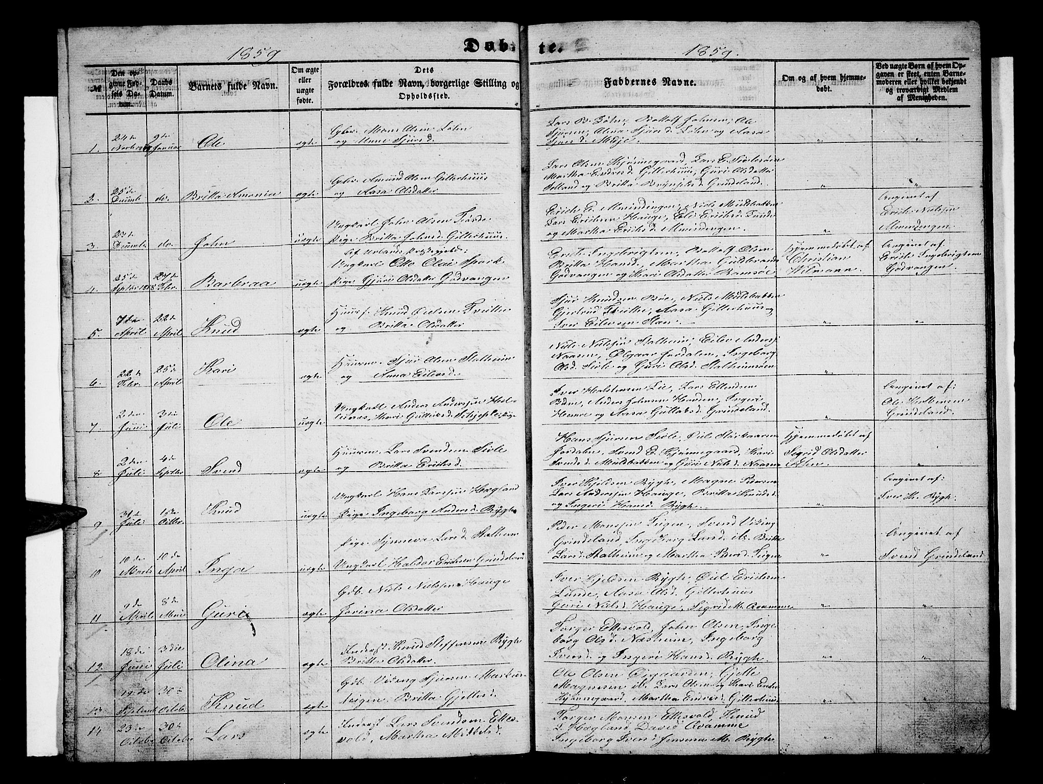 Vossestrand Sokneprestembete, AV/SAB-A-79101/H/Hab: Parish register (copy) no. A 1, 1855-1879