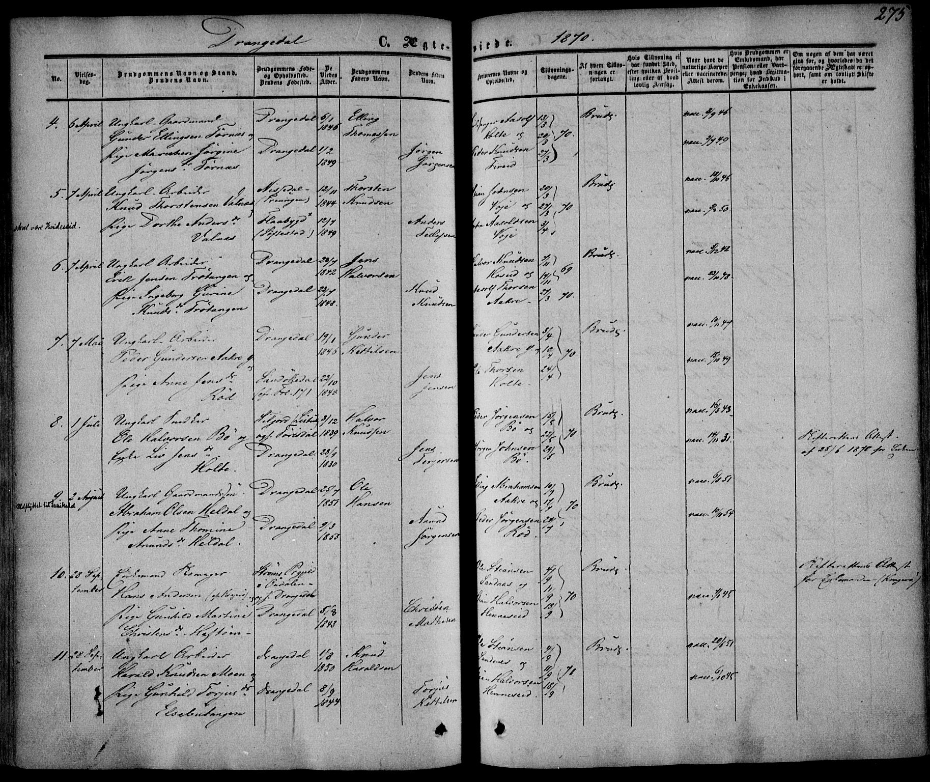 Drangedal kirkebøker, SAKO/A-258/F/Fa/L0008: Parish register (official) no. 8, 1857-1871, p. 275