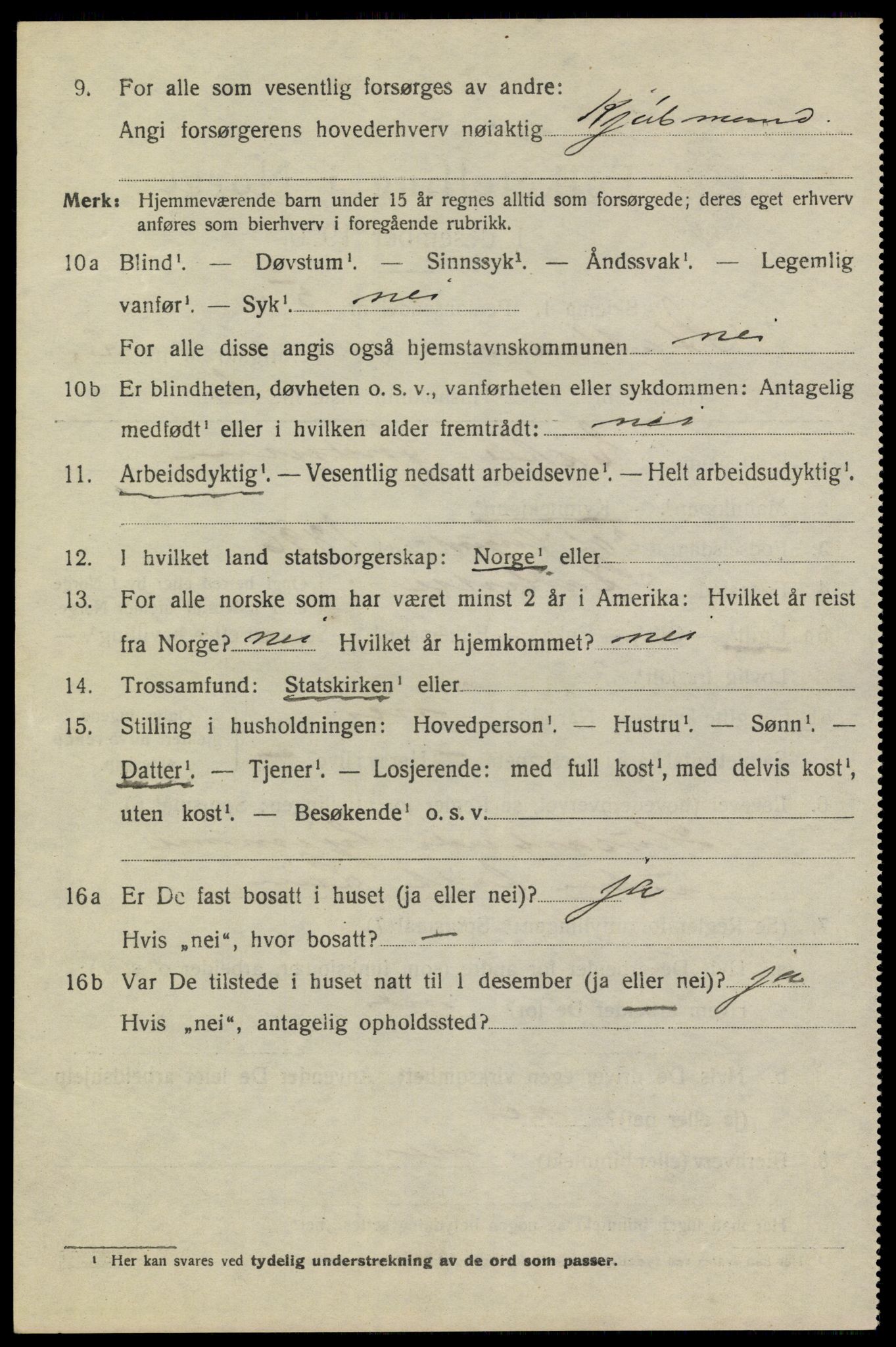 SAKO, 1920 census for Stathelle, 1920, p. 1072