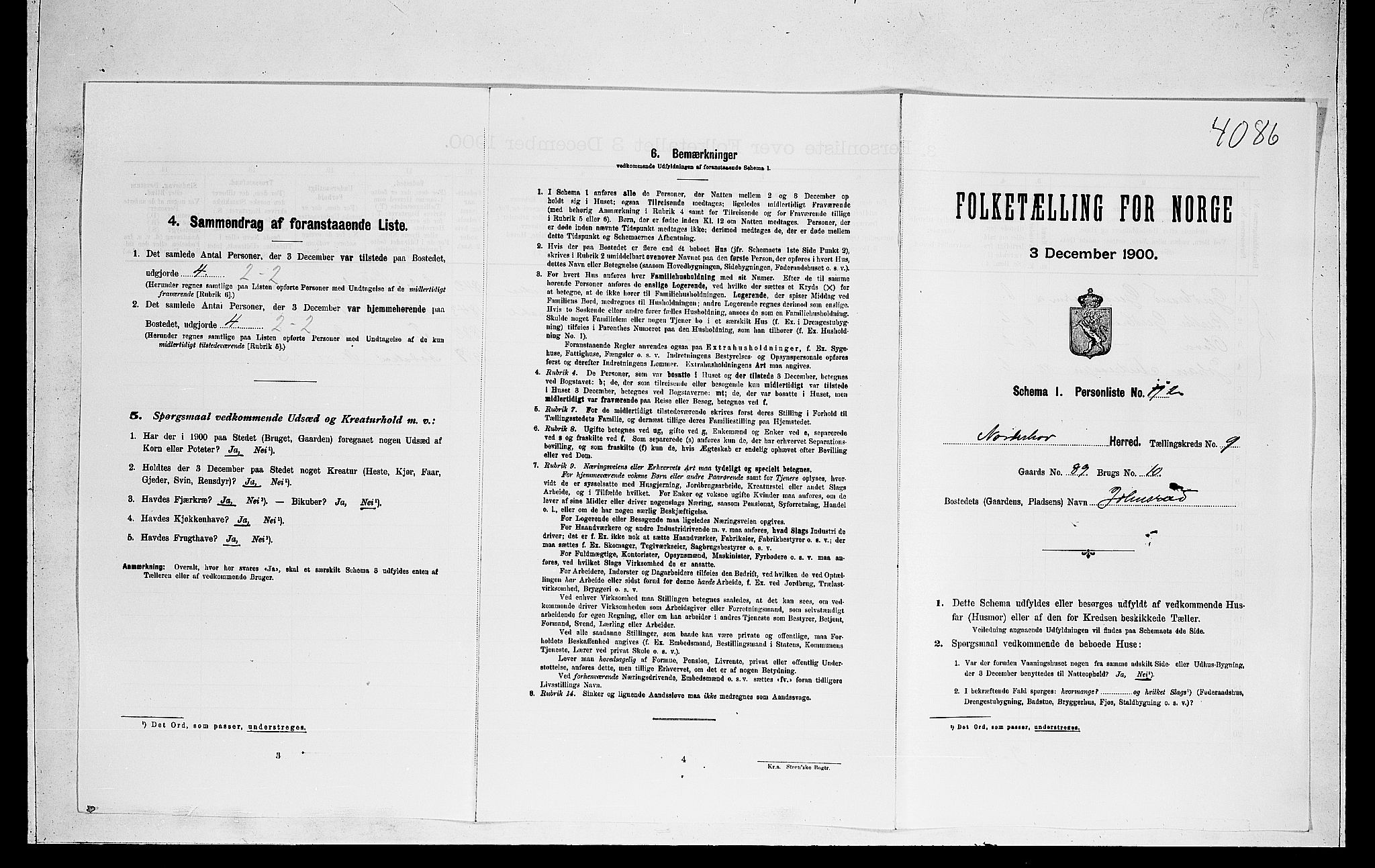 RA, 1900 census for Norderhov, 1900, p. 2186