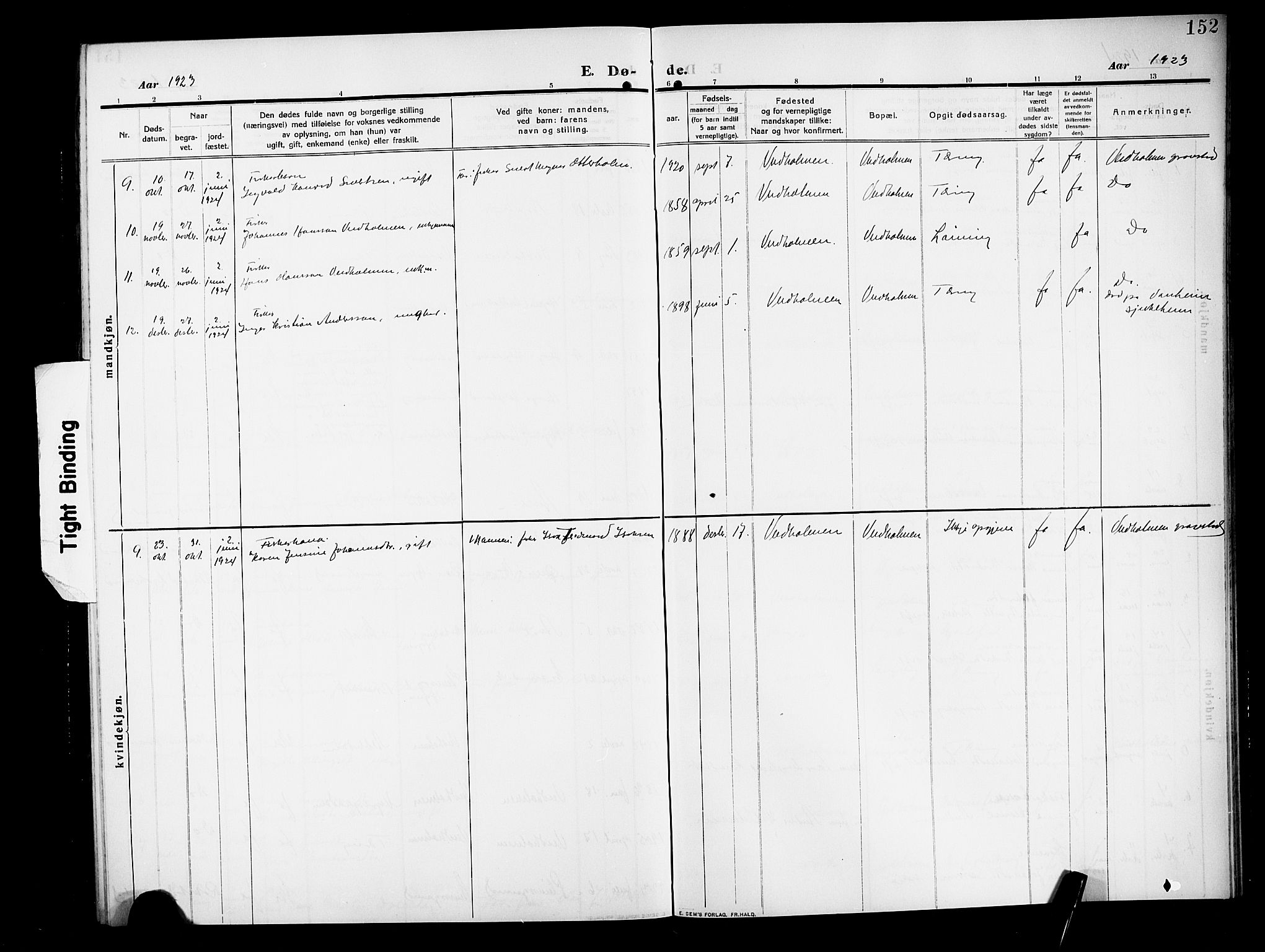 Ministerialprotokoller, klokkerbøker og fødselsregistre - Møre og Romsdal, SAT/A-1454/583/L0956: Parish register (copy) no. 583C01, 1909-1925, p. 152