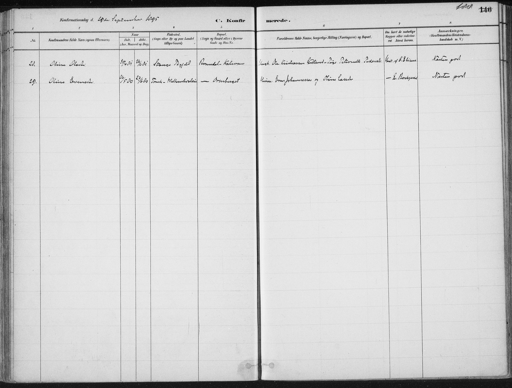Romedal prestekontor, SAH/PREST-004/K/L0010: Parish register (official) no. 10, 1880-1895, p. 188