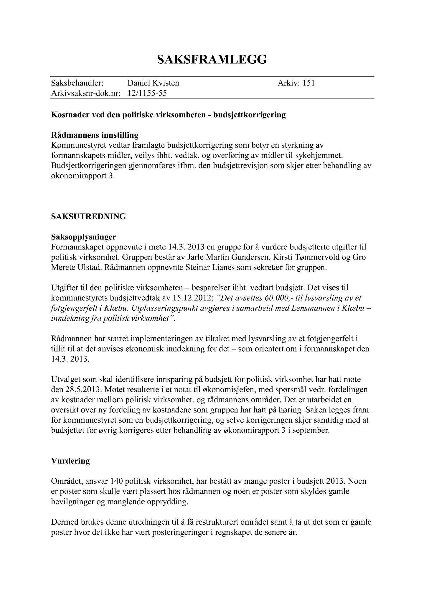 Klæbu Kommune, TRKO/KK/02-FS/L006: Formannsskapet - Møtedokumenter, 2013, p. 1575