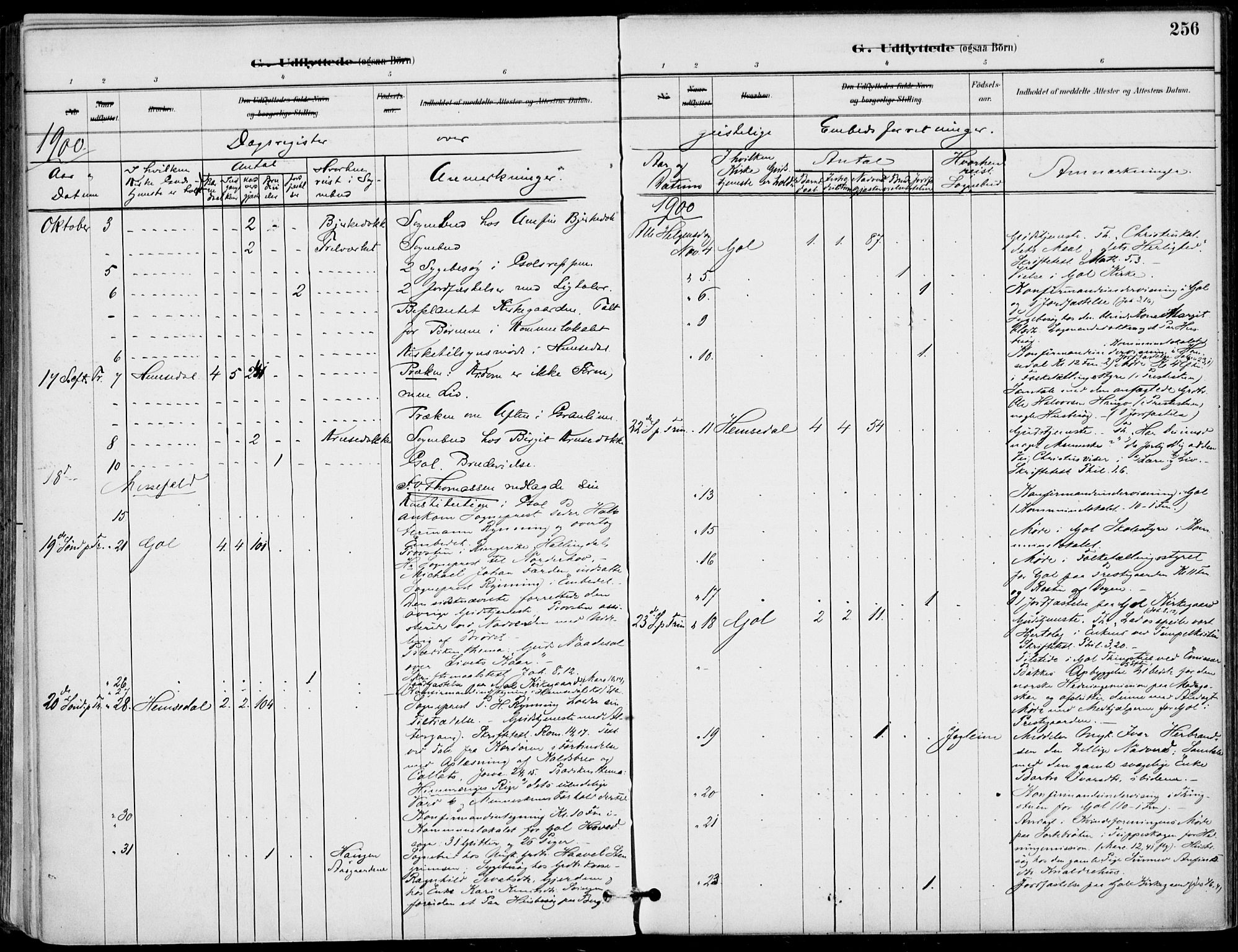 Gol kirkebøker, AV/SAKO-A-226/F/Fa/L0005: Parish register (official) no. I 5, 1887-1900, p. 256