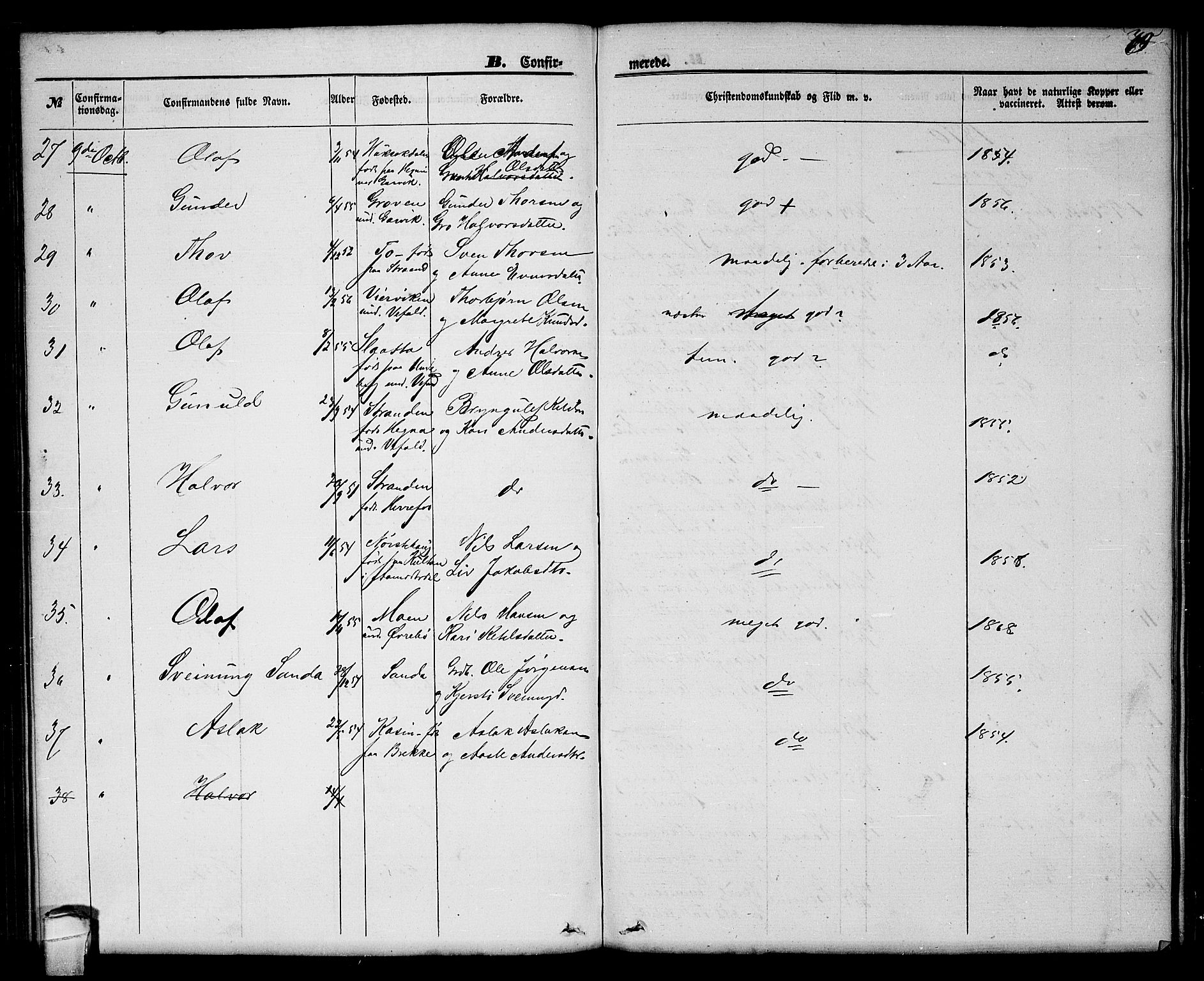 Seljord kirkebøker, AV/SAKO-A-20/G/Ga/L0003: Parish register (copy) no. I 3, 1866-1873, p. 69