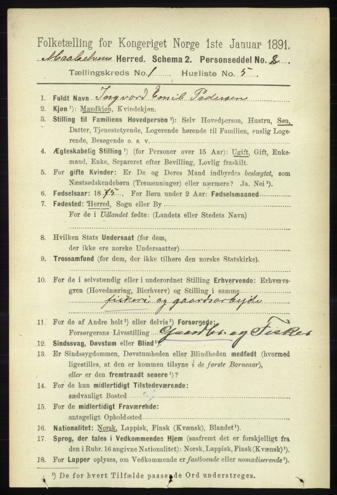 RA, 1891 census for 1924 Målselv, 1891, p. 97