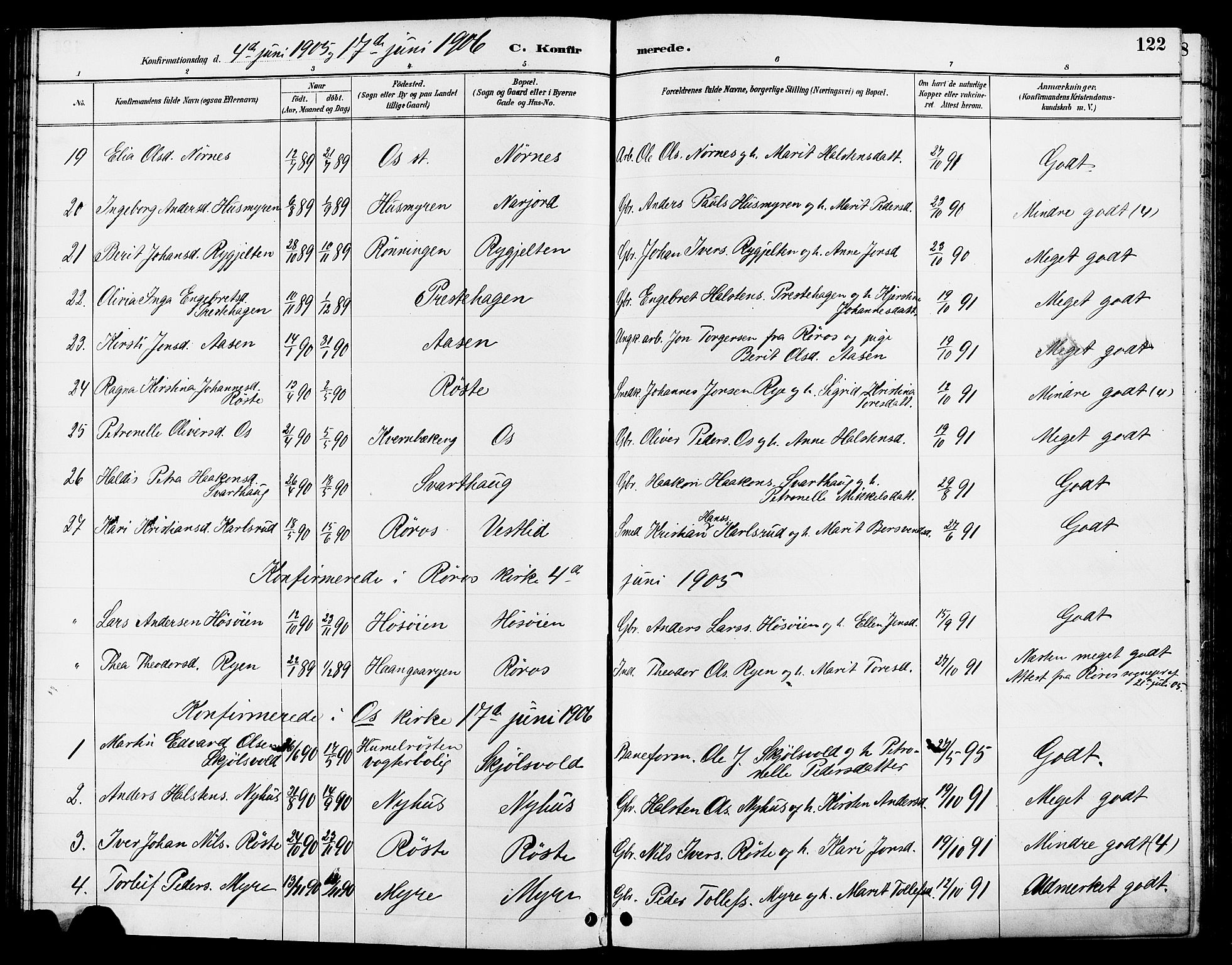 Tolga prestekontor, AV/SAH-PREST-062/L/L0008: Parish register (copy) no. 8, 1887-1912, p. 122