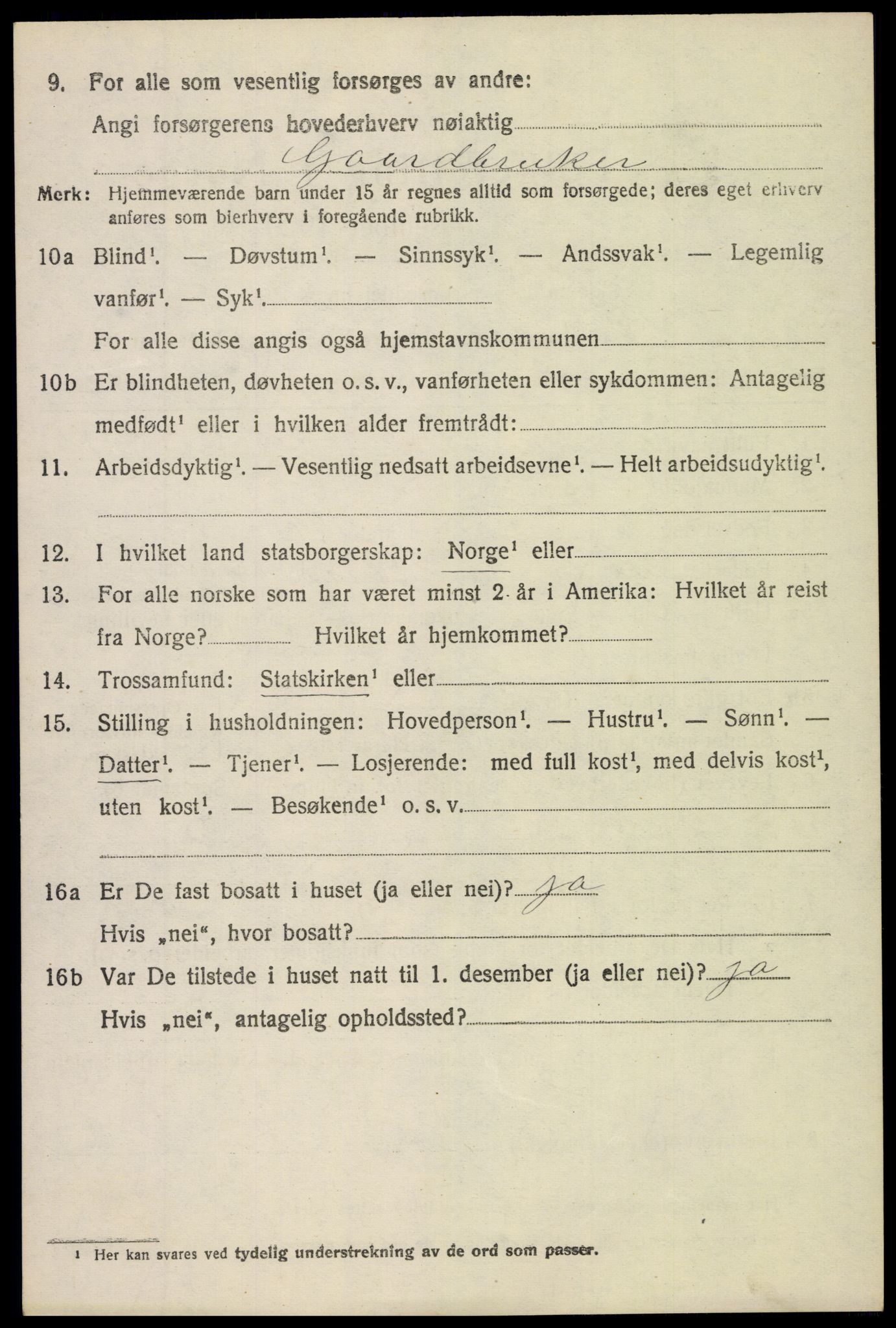 SAH, 1920 census for Etnedal, 1920, p. 1149