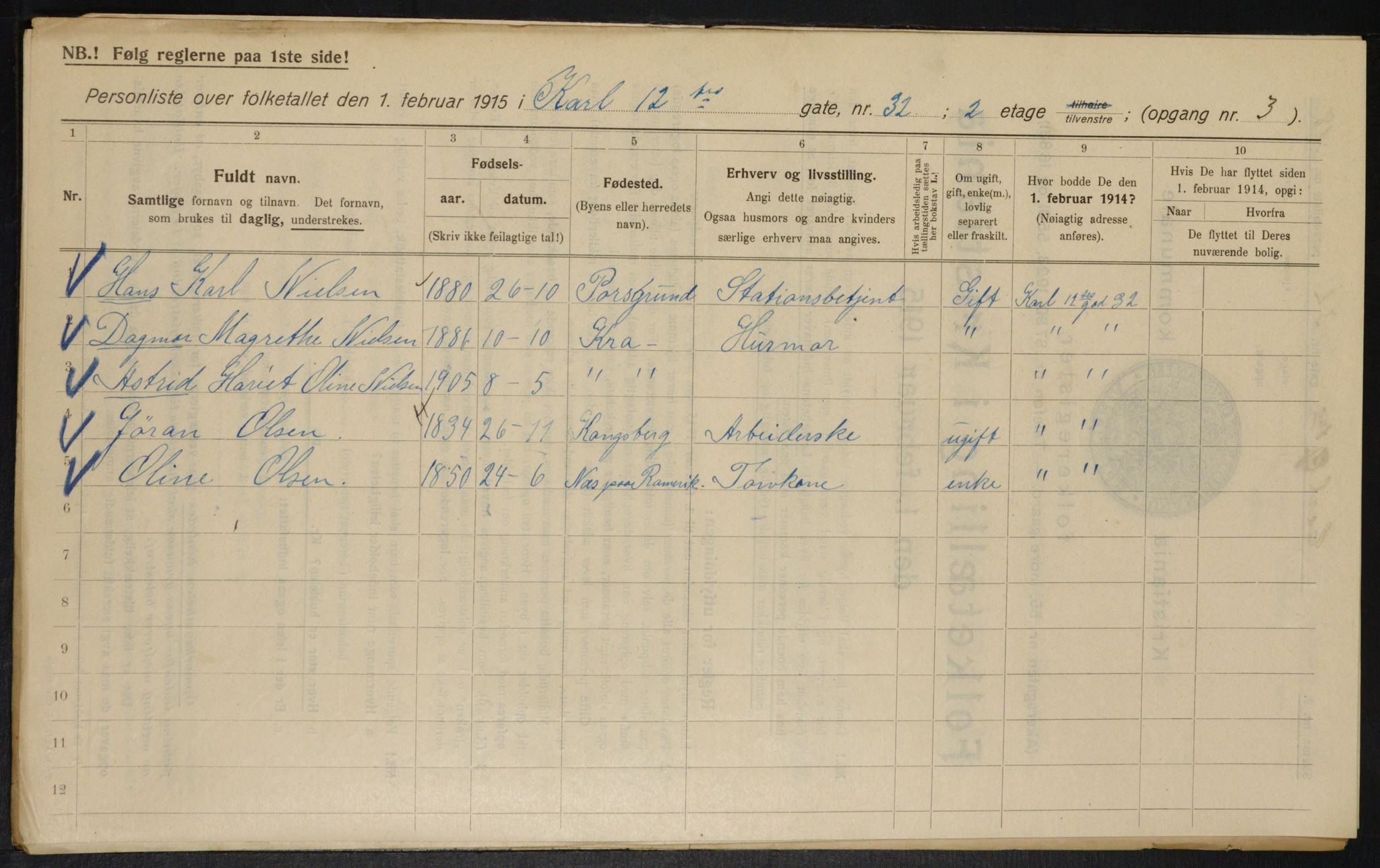 OBA, Municipal Census 1915 for Kristiania, 1915, p. 48175