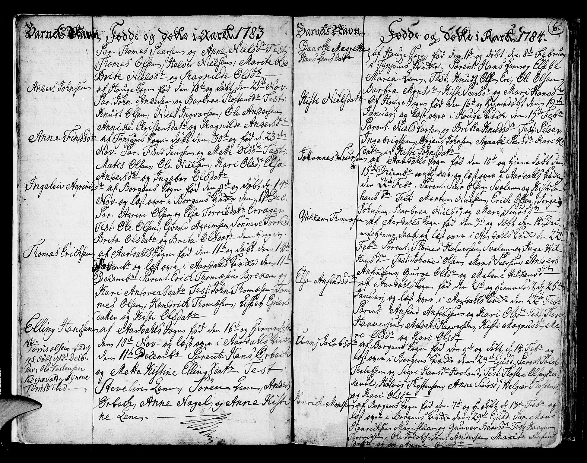 Lærdal sokneprestembete, SAB/A-81201: Parish register (official) no. A 3, 1783-1804, p. 6