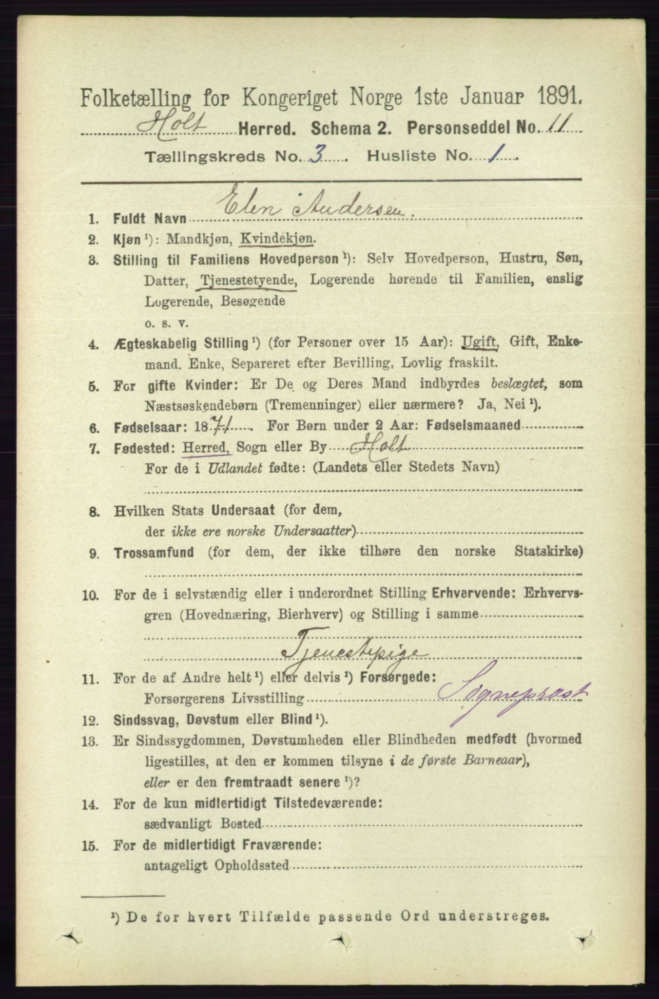 RA, 1891 census for 0914 Holt, 1891, p. 1046