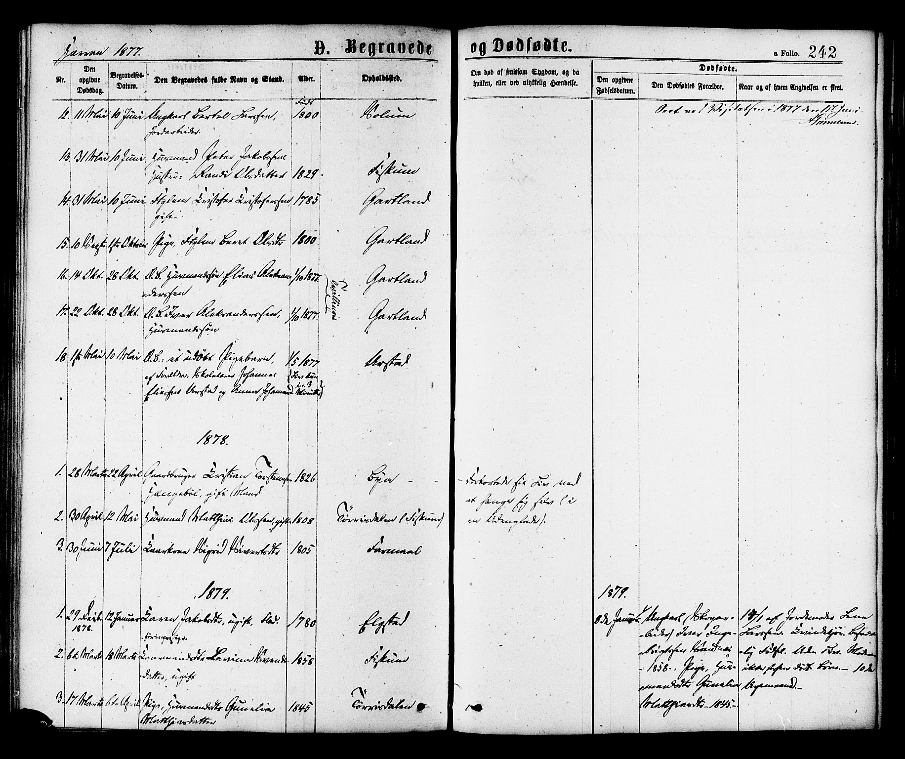 Ministerialprotokoller, klokkerbøker og fødselsregistre - Nord-Trøndelag, SAT/A-1458/758/L0516: Parish register (official) no. 758A03 /3, 1869-1879, p. 242