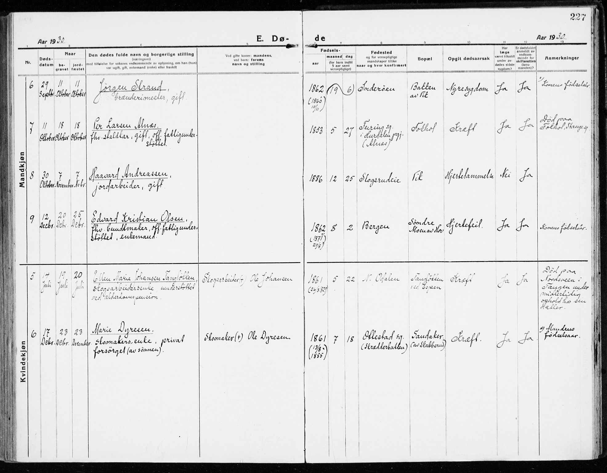 Stange prestekontor, AV/SAH-PREST-002/K/L0025: Parish register (official) no. 25, 1921-1945, p. 227