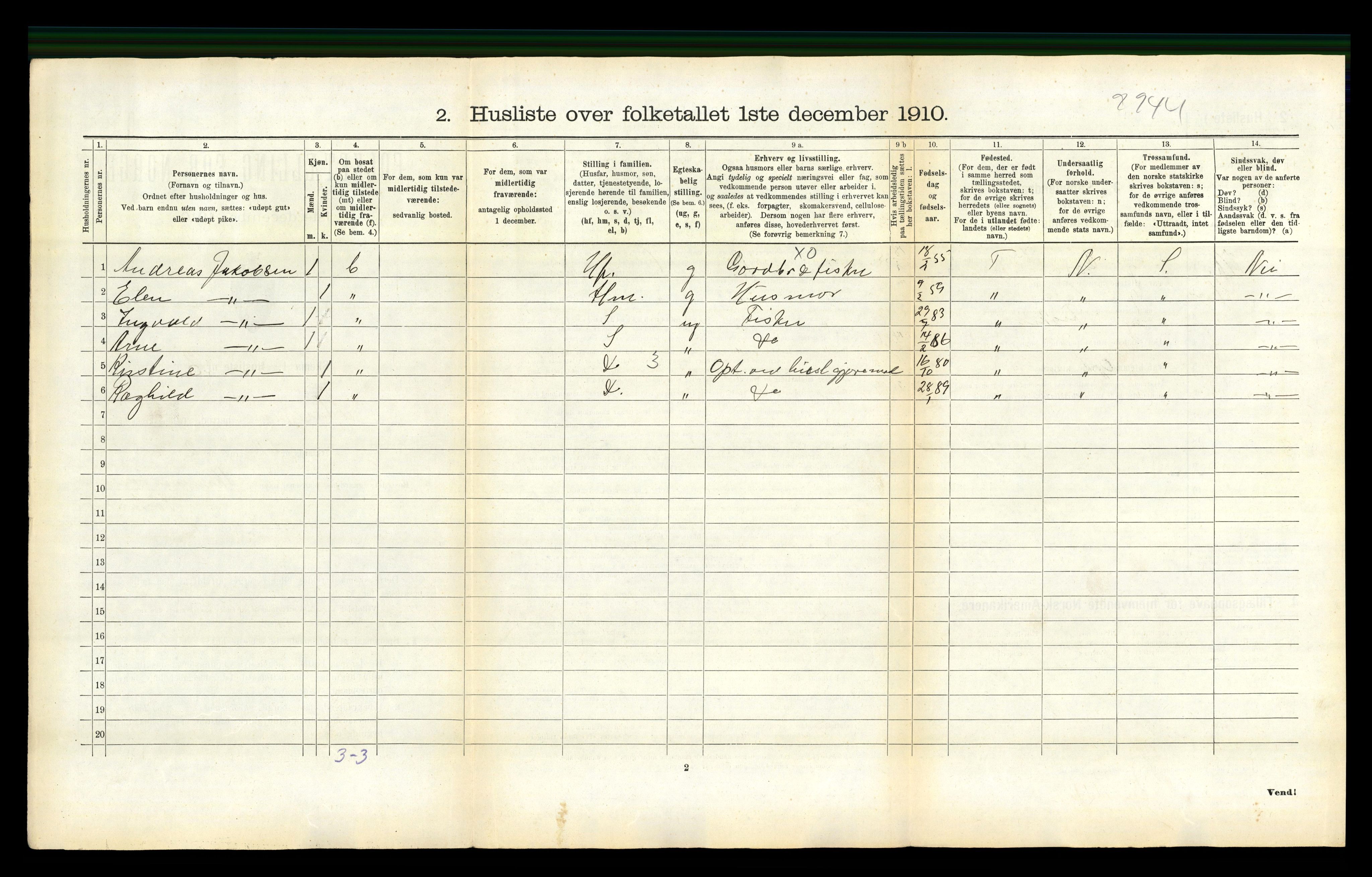 RA, 1910 census for Steigen, 1910, p. 200